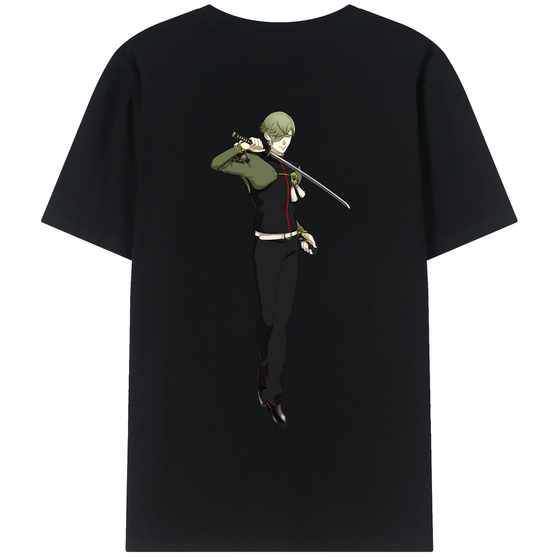 （画像用） 刀剣乱舞 Touken Ranbu 綿100％ メンズ半袖Tシャツ（バックプリント） 通気性