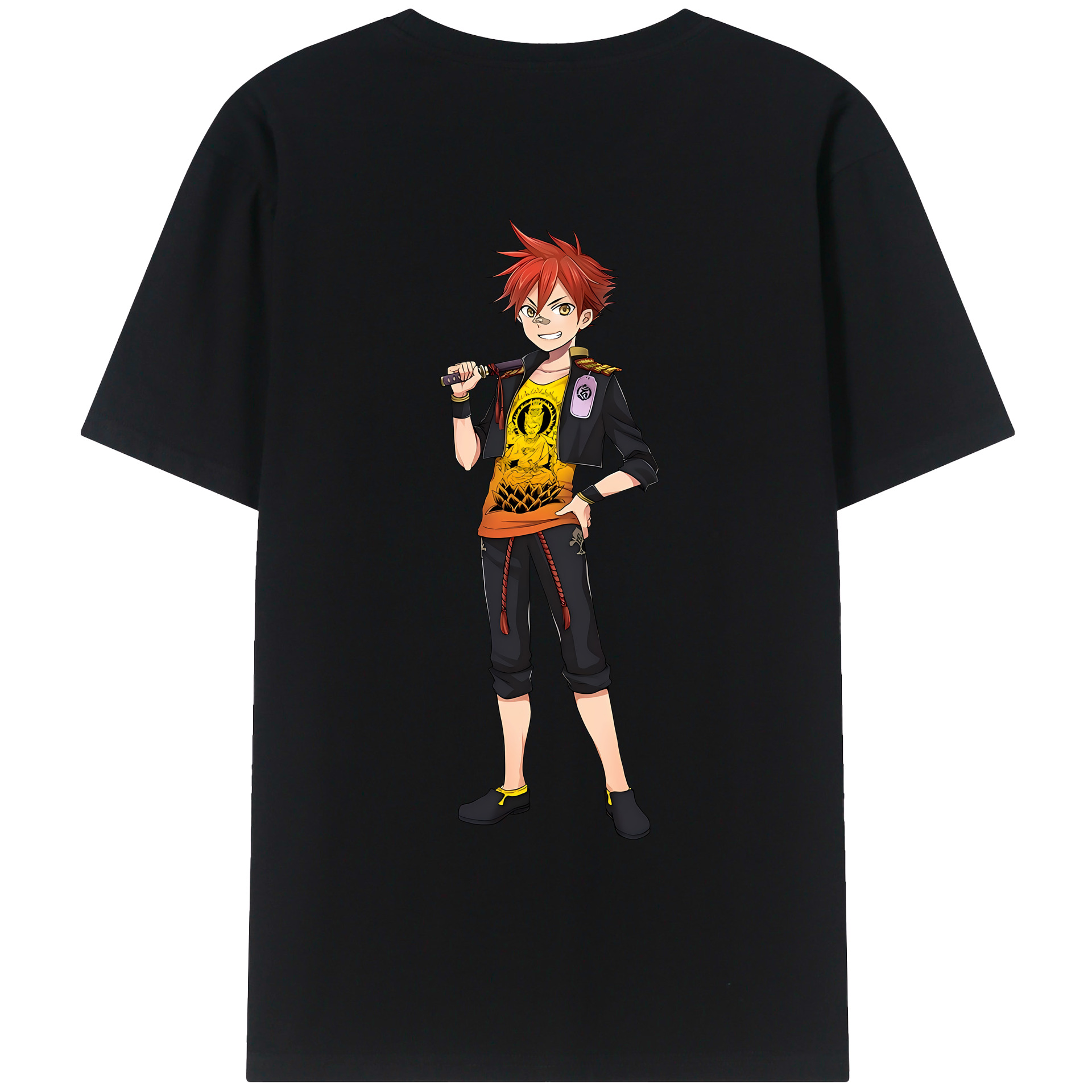 （画像用） 刀剣乱舞 Touken Ranbu 綿100％ メンズ半袖Tシャツ（バックプリント） 通気性