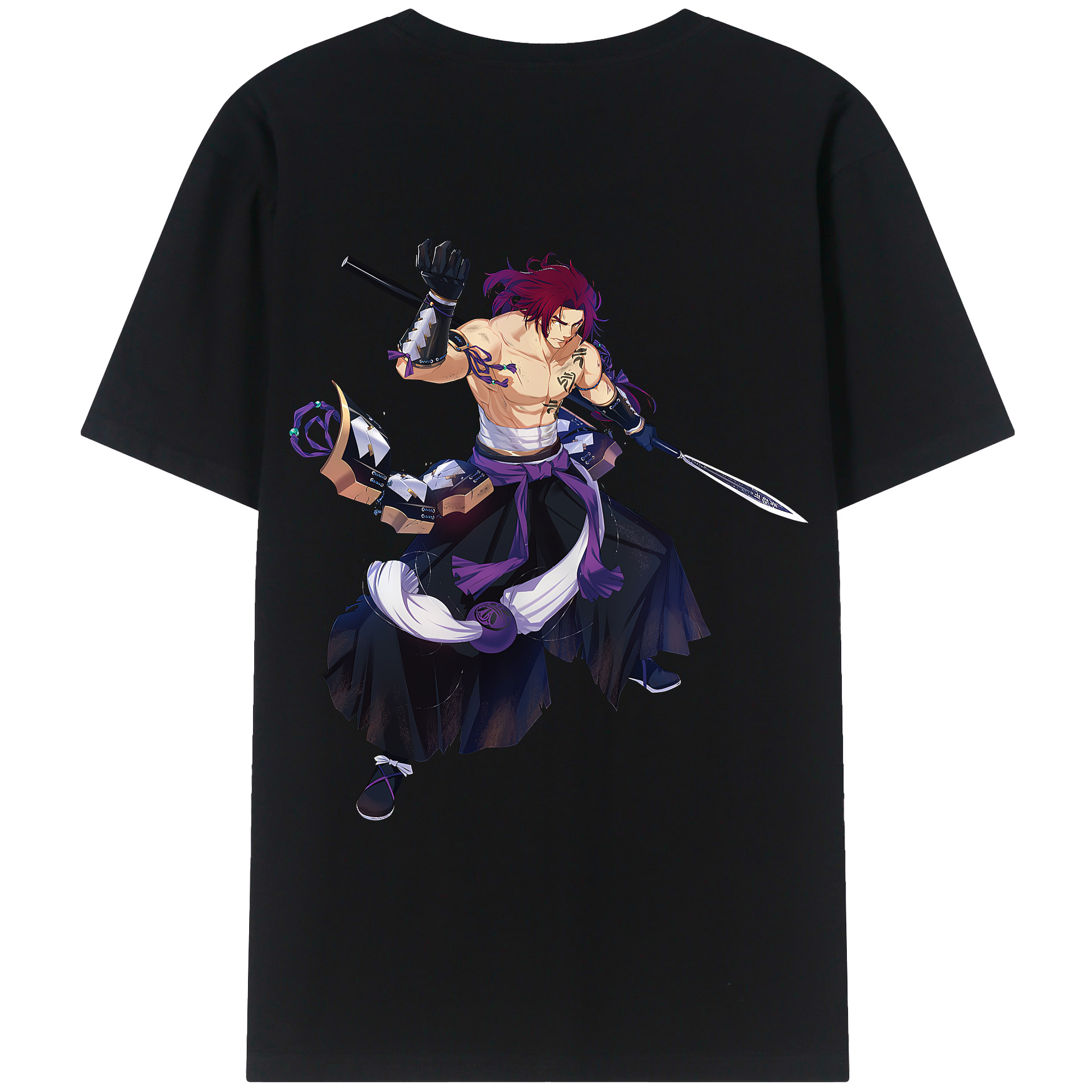 （画像用） 刀剣乱舞 Touken Ranbu 綿100％ メンズ半袖Tシャツ（バックプリント） 通気性