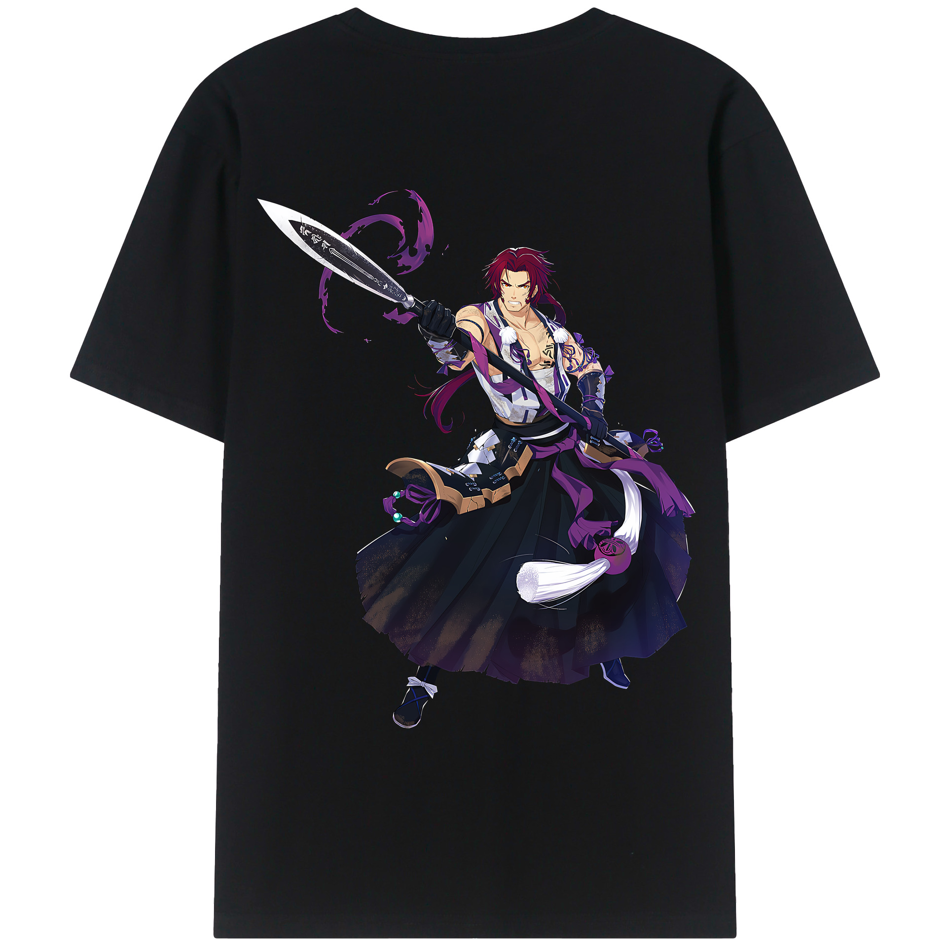 （画像用） 刀剣乱舞 Touken Ranbu 綿100％ メンズ半袖Tシャツ（バックプリント） 通気性