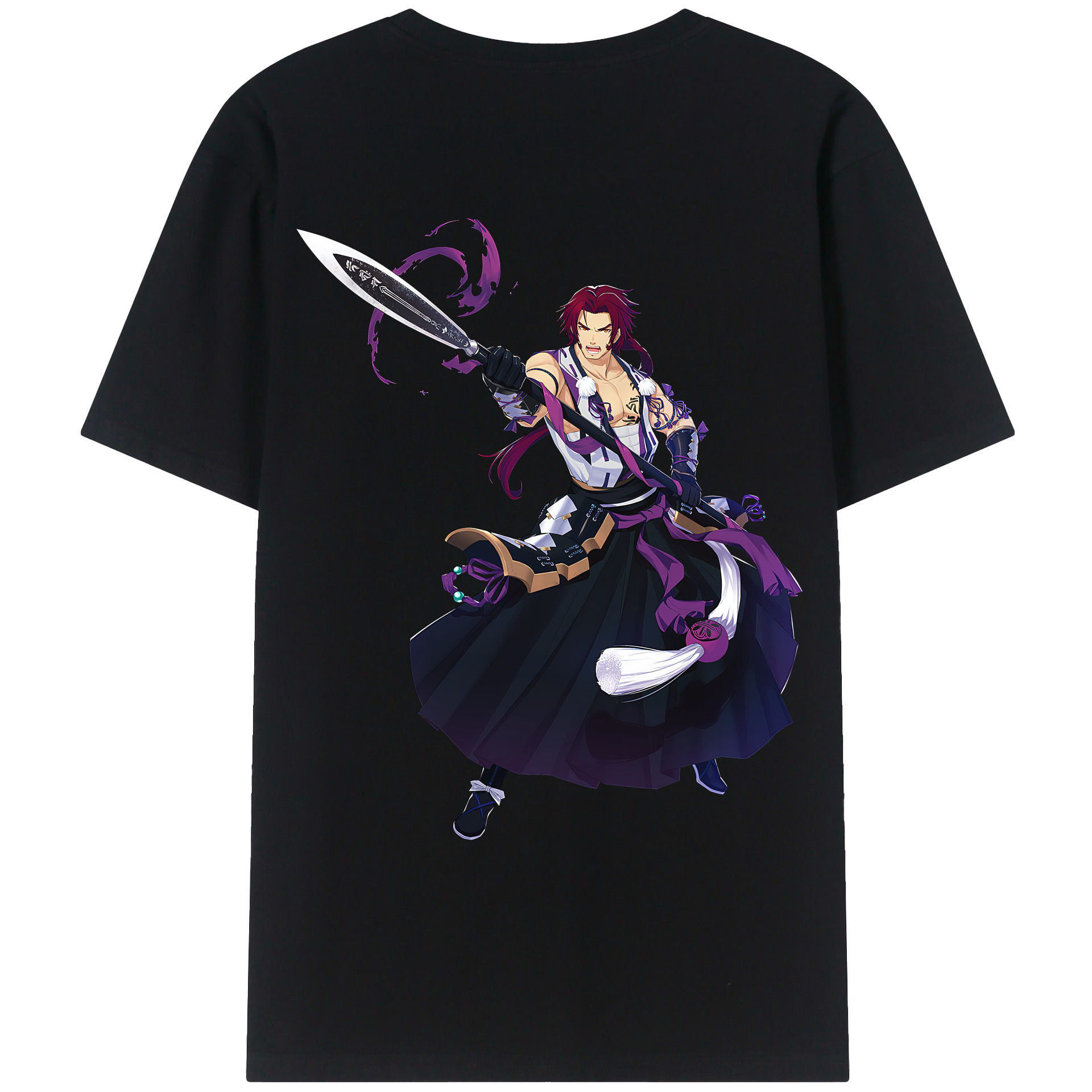 （画像用） 刀剣乱舞 Touken Ranbu 綿100％ メンズ半袖Tシャツ（バックプリント） 通気性