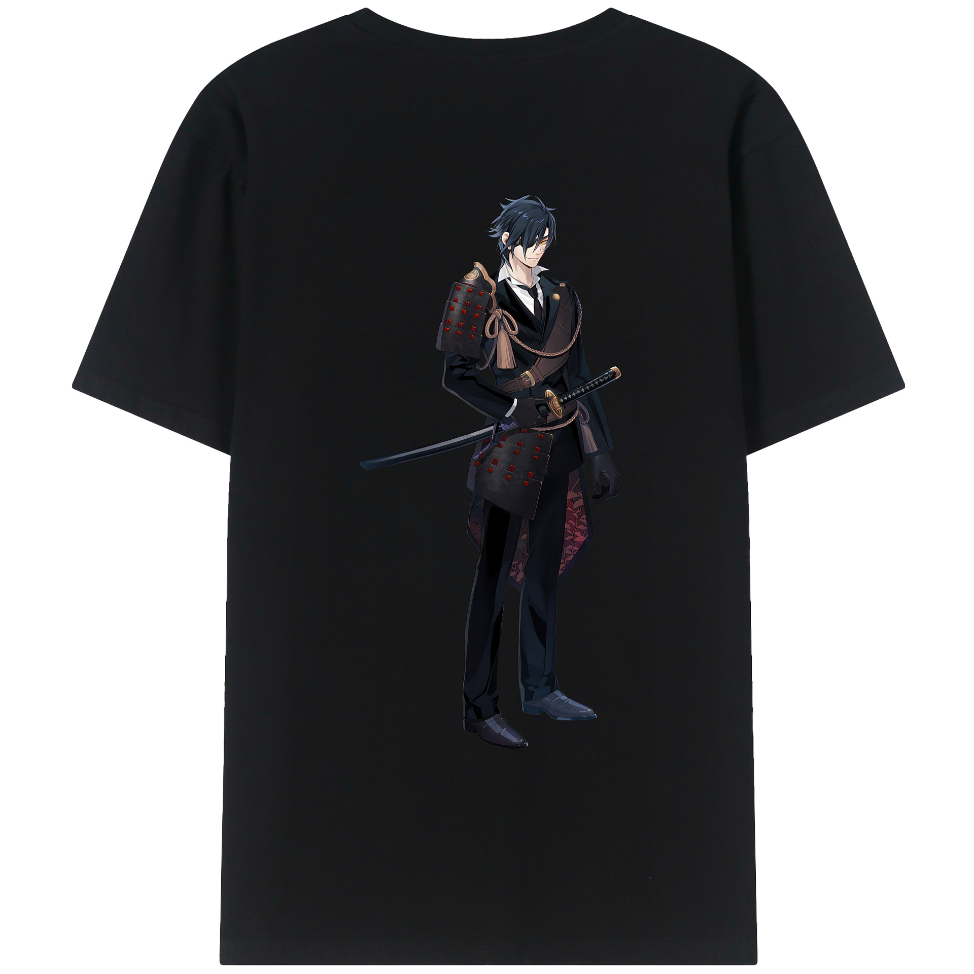 （画像用） 刀剣乱舞 Touken Ranbu 綿100％ メンズ半袖Tシャツ（バックプリント） 通気性