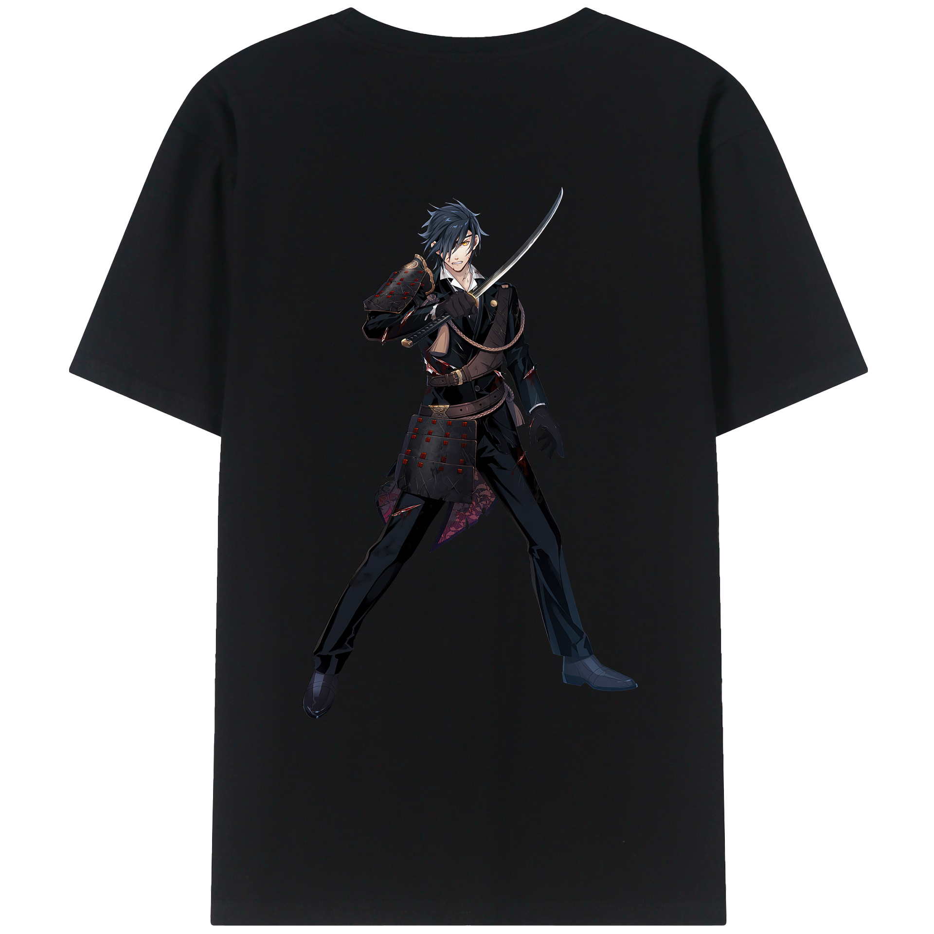 （画像用） 刀剣乱舞 Touken Ranbu 綿100％ メンズ半袖Tシャツ（バックプリント） 通気性