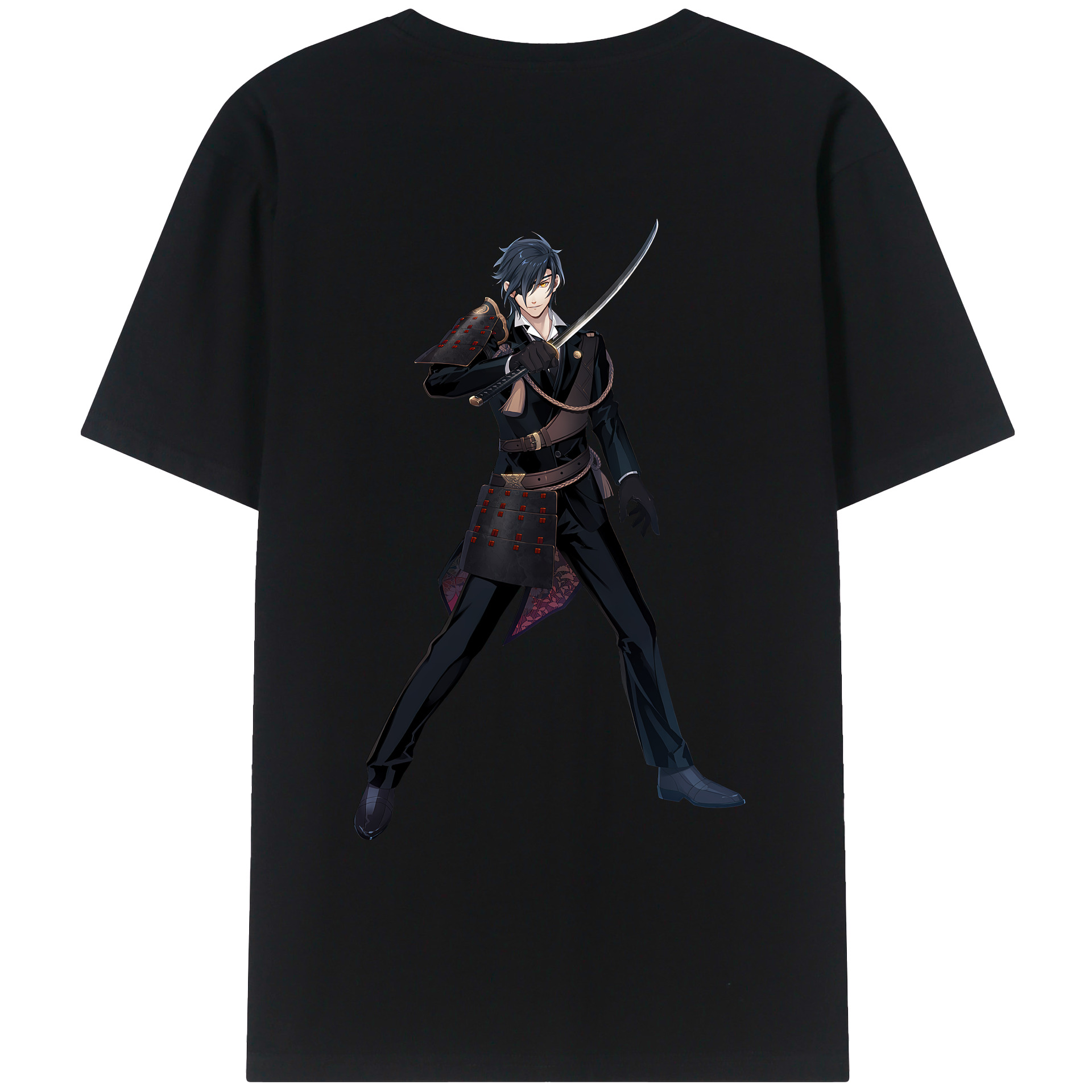 （画像用） 刀剣乱舞 Touken Ranbu 綿100％ メンズ半袖Tシャツ（バックプリント） 通気性