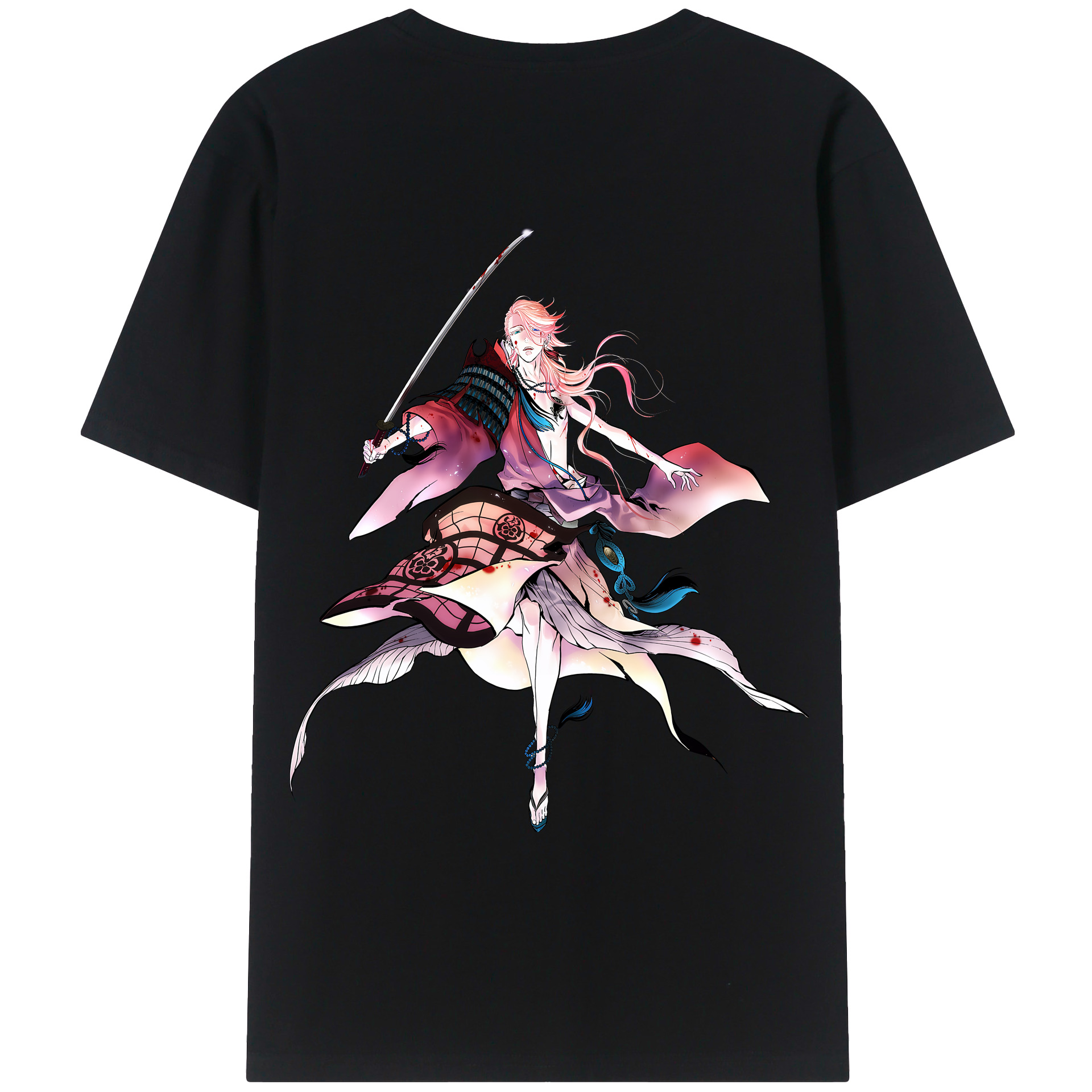 （画像用） 刀剣乱舞 Touken Ranbu 綿100％ メンズ半袖Tシャツ（バックプリント） 通気性