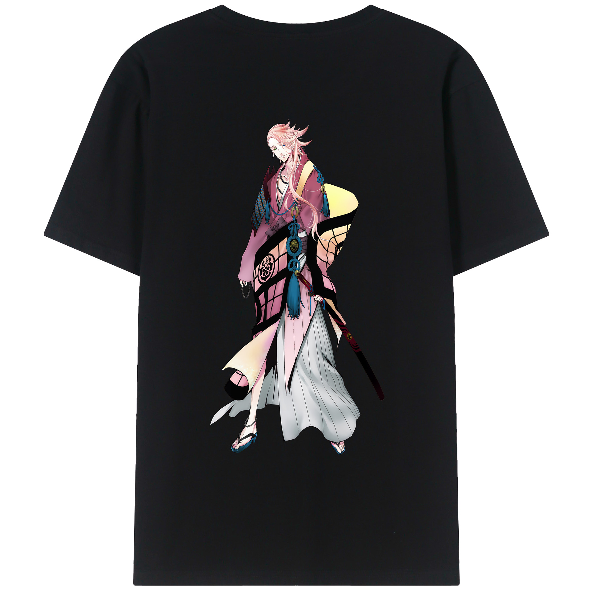 （画像用） 刀剣乱舞 Touken Ranbu 綿100％ メンズ半袖Tシャツ（バックプリント） 通気性