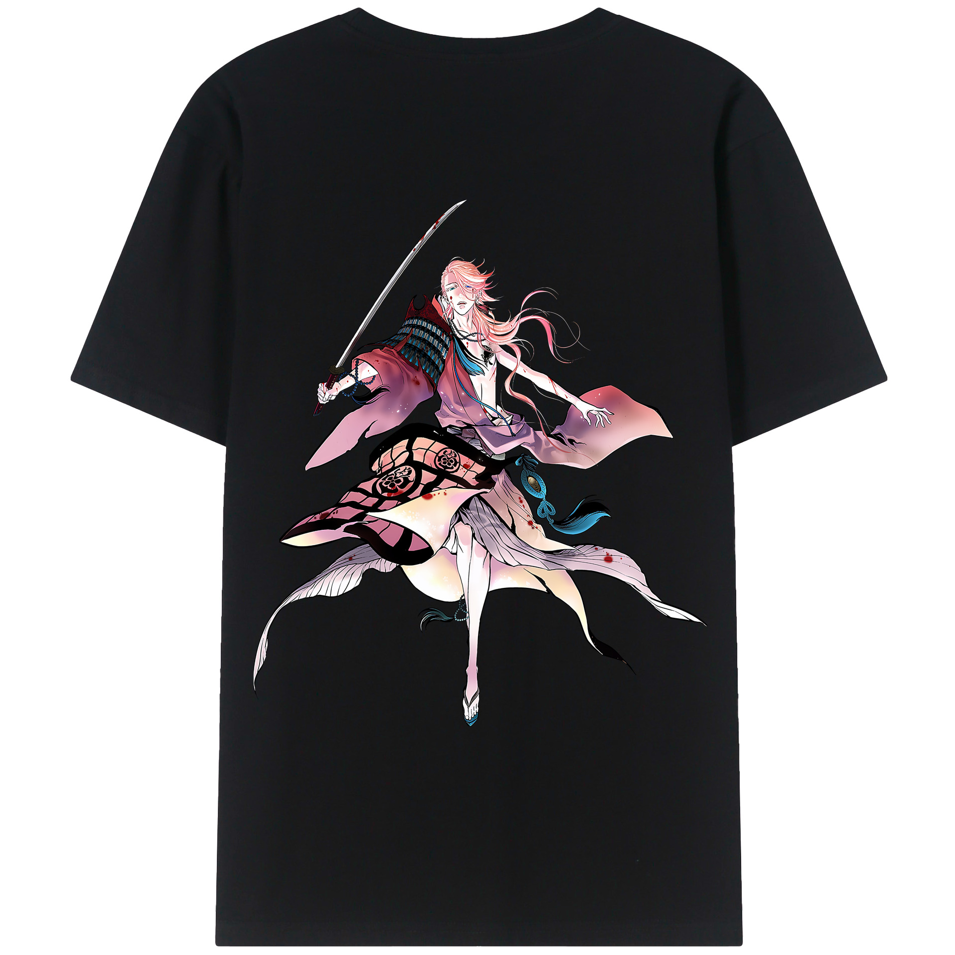 （画像用） 刀剣乱舞 Touken Ranbu 綿100％ メンズ半袖Tシャツ（バックプリント） 通気性