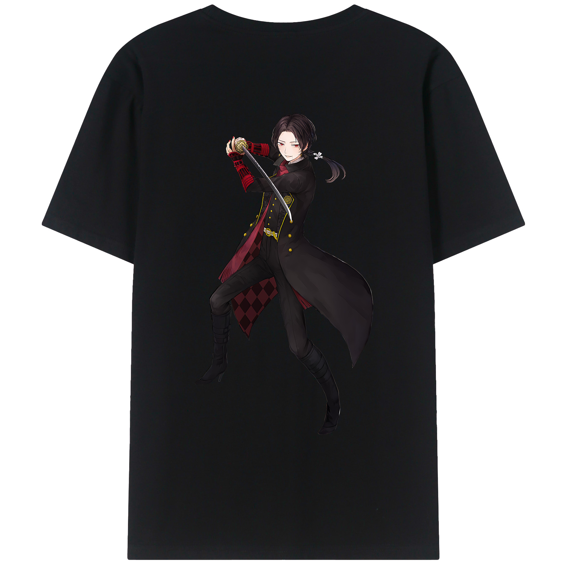 （画像用） 刀剣乱舞 Touken Ranbu 綿100％ メンズ半袖Tシャツ（バックプリント） 通気性
