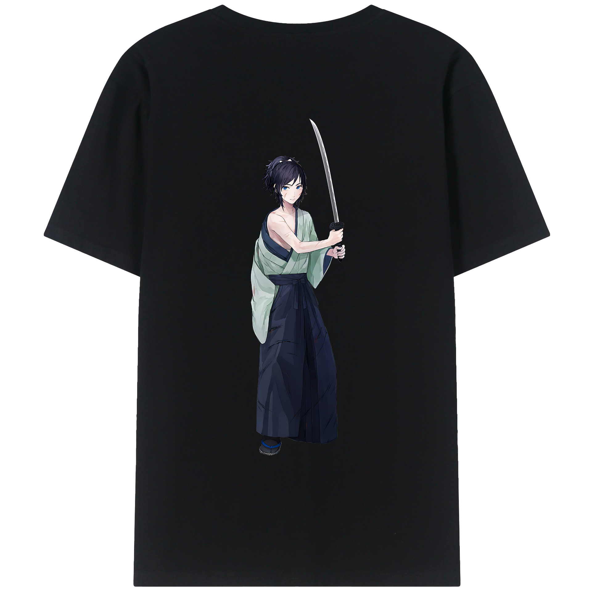 （画像用） 刀剣乱舞 Touken Ranbu 綿100％ メンズ半袖Tシャツ（バックプリント） 通気性