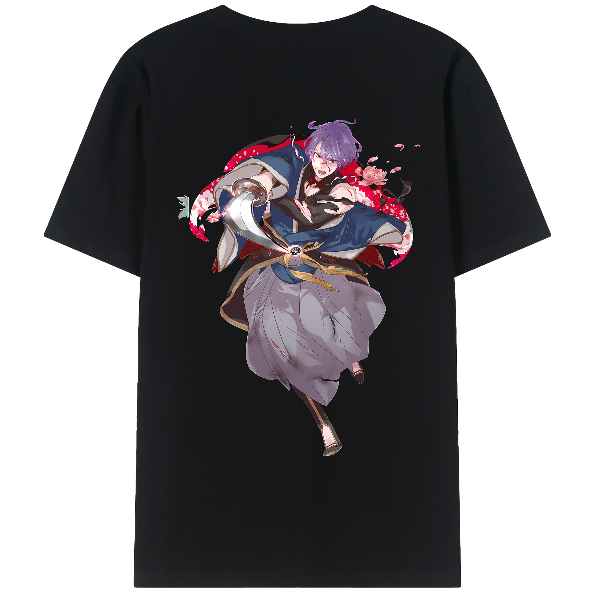 （画像用） 刀剣乱舞 Touken Ranbu 綿100％ メンズ半袖Tシャツ（バックプリント） 通気性