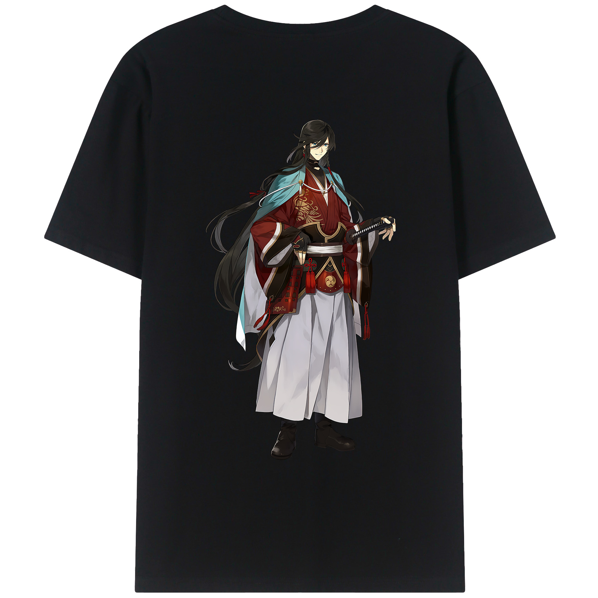 （画像用） 刀剣乱舞 Touken Ranbu 綿100％ メンズ半袖Tシャツ（バックプリント） 通気性