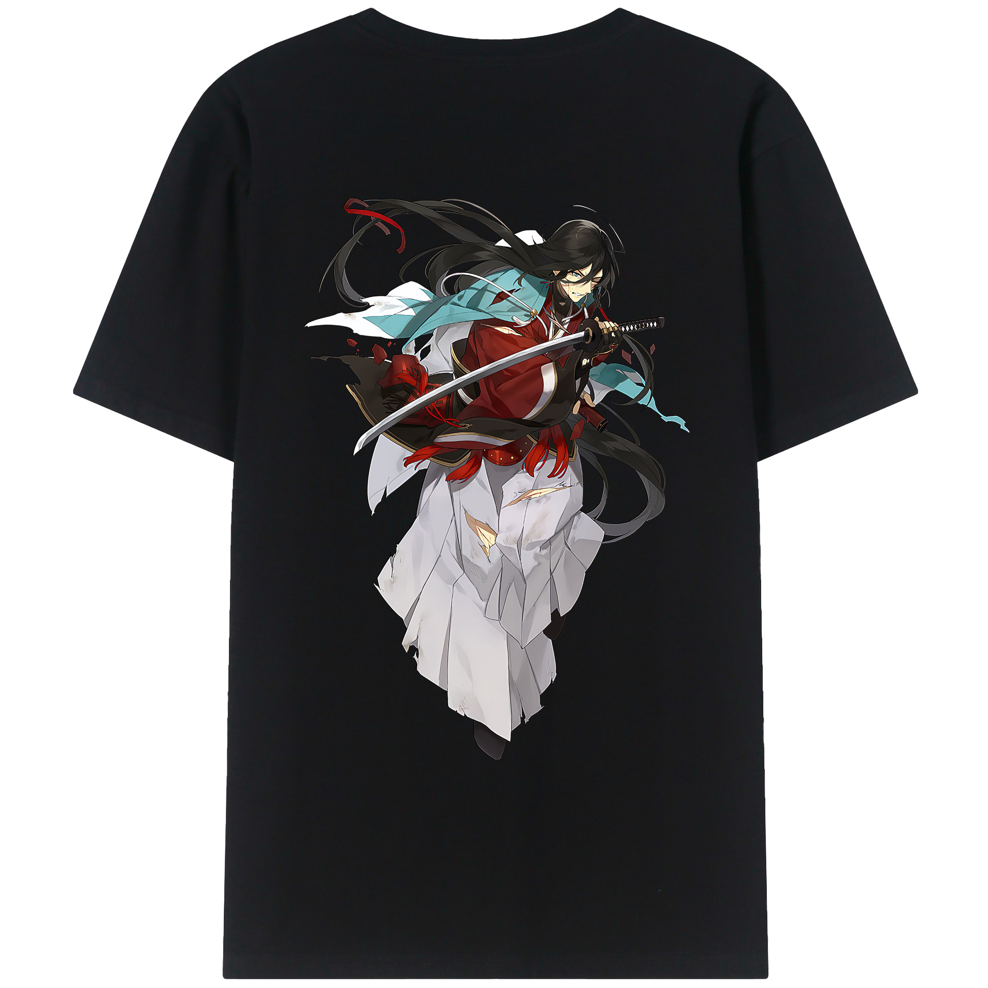 （画像用） 刀剣乱舞 Touken Ranbu 綿100％ メンズ半袖Tシャツ（バックプリント） 通気性
