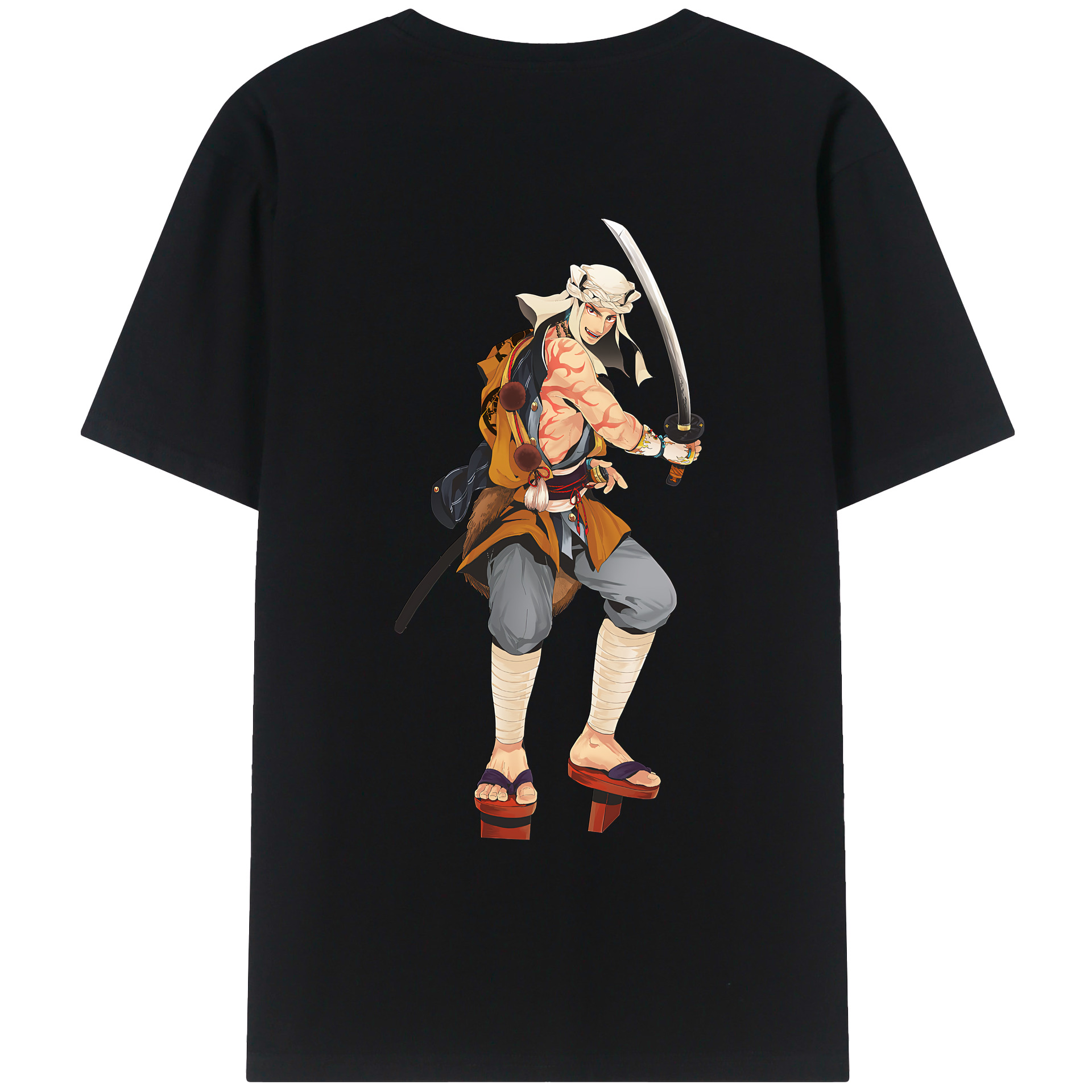 （画像用） 刀剣乱舞 Touken Ranbu 綿100％ メンズ半袖Tシャツ（バックプリント） 通気性