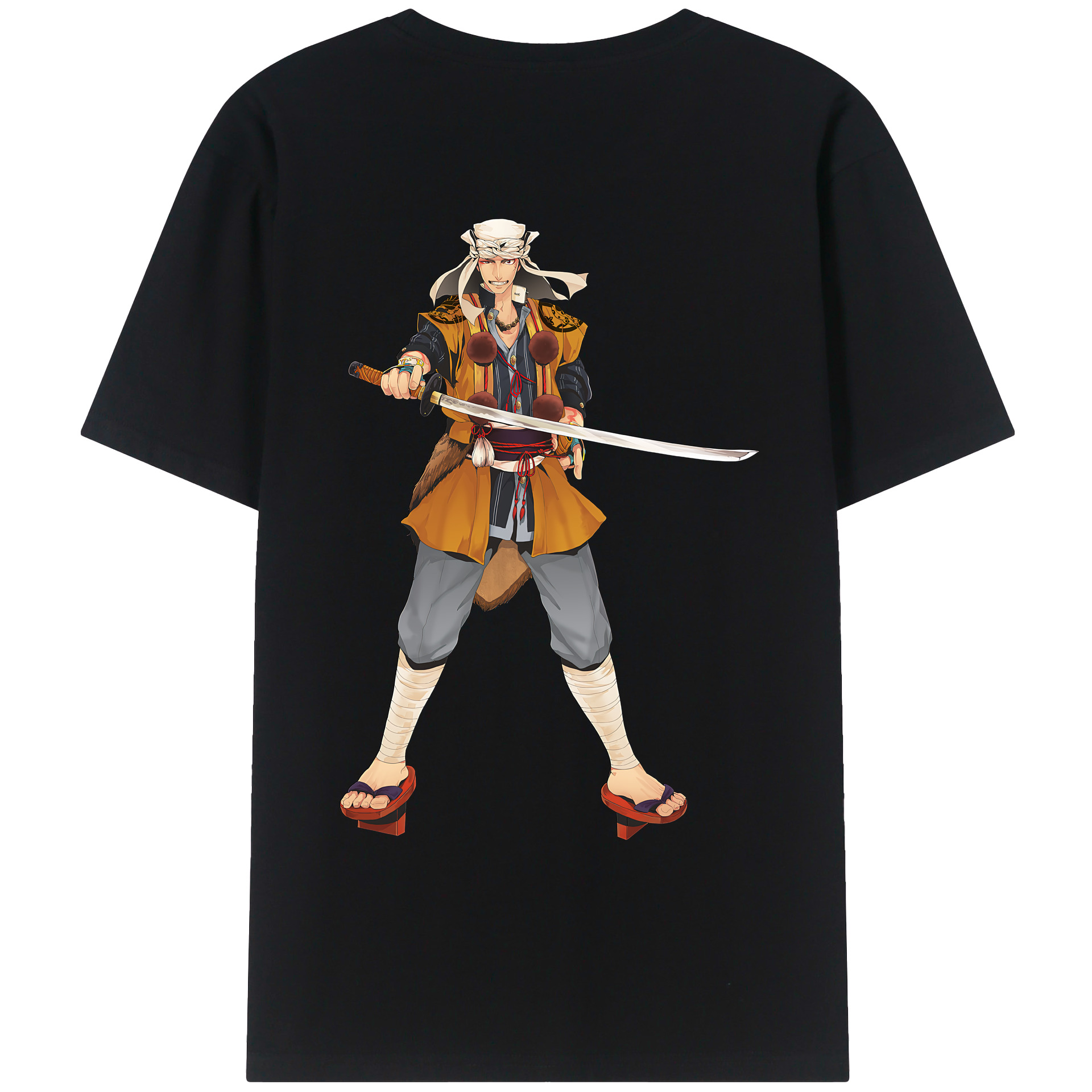 （画像用） 刀剣乱舞 Touken Ranbu 綿100％ メンズ半袖Tシャツ（バックプリント） 通気性