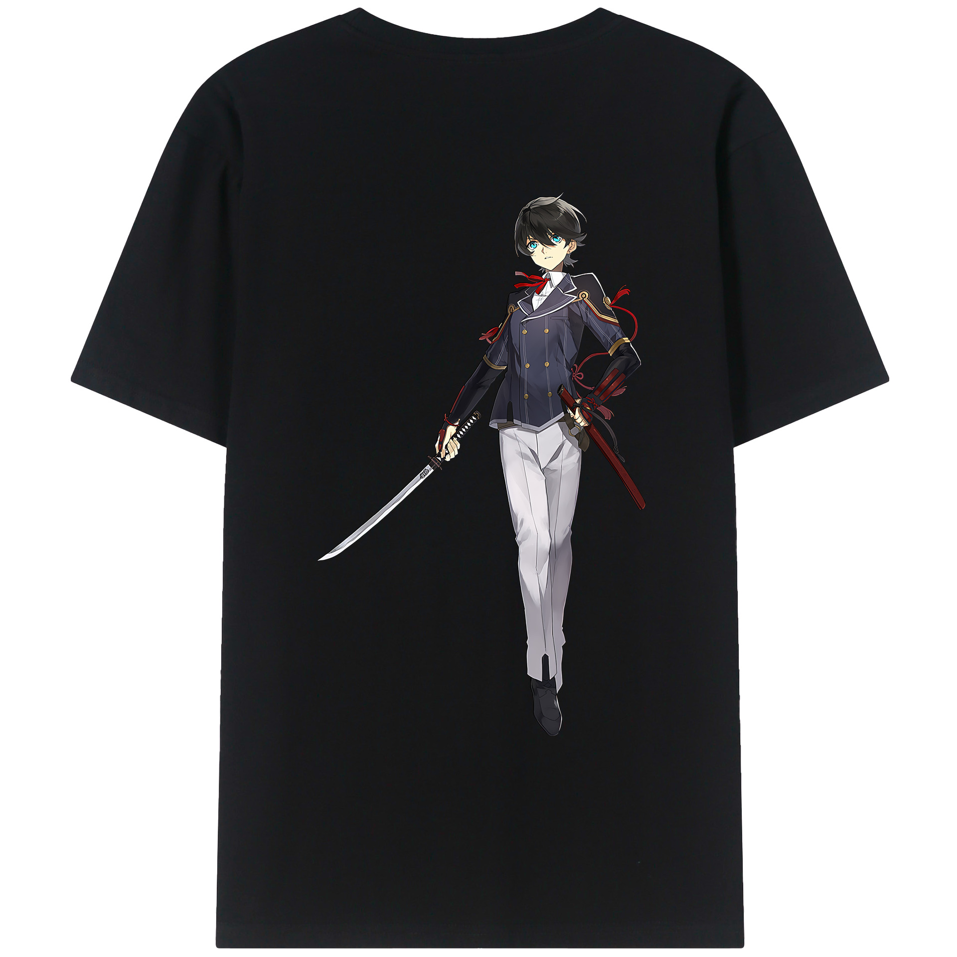 （画像用） 刀剣乱舞 Touken Ranbu 綿100％ メンズ半袖Tシャツ（バックプリント） 通気性