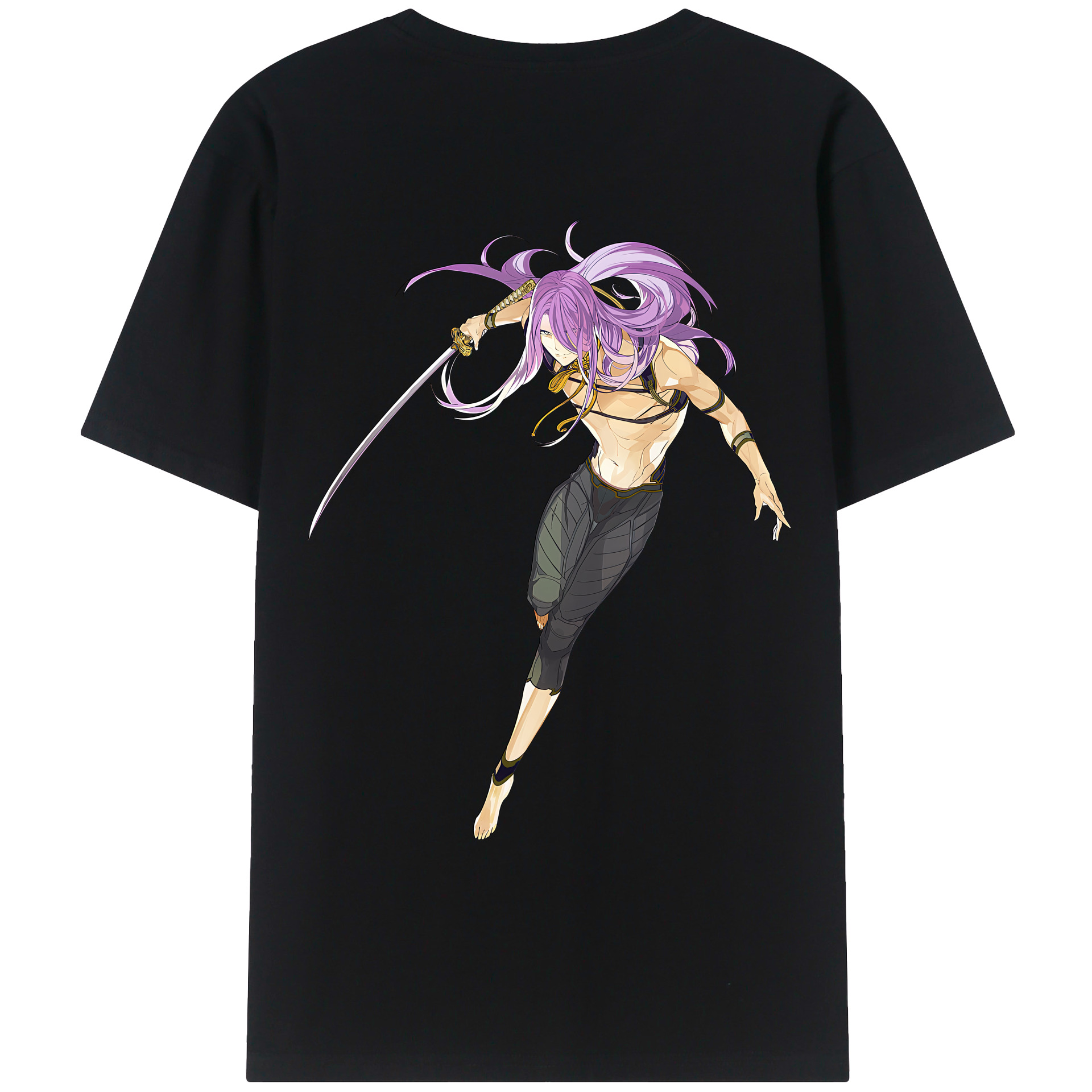 （画像用） 刀剣乱舞 Touken Ranbu 綿100％ メンズ半袖Tシャツ（バックプリント） 通気性