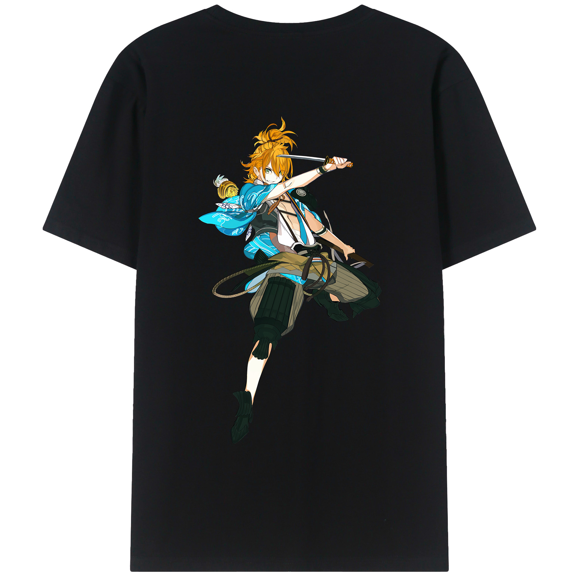 （画像用） 刀剣乱舞 Touken Ranbu 綿100％ メンズ半袖Tシャツ（バックプリント） 通気性