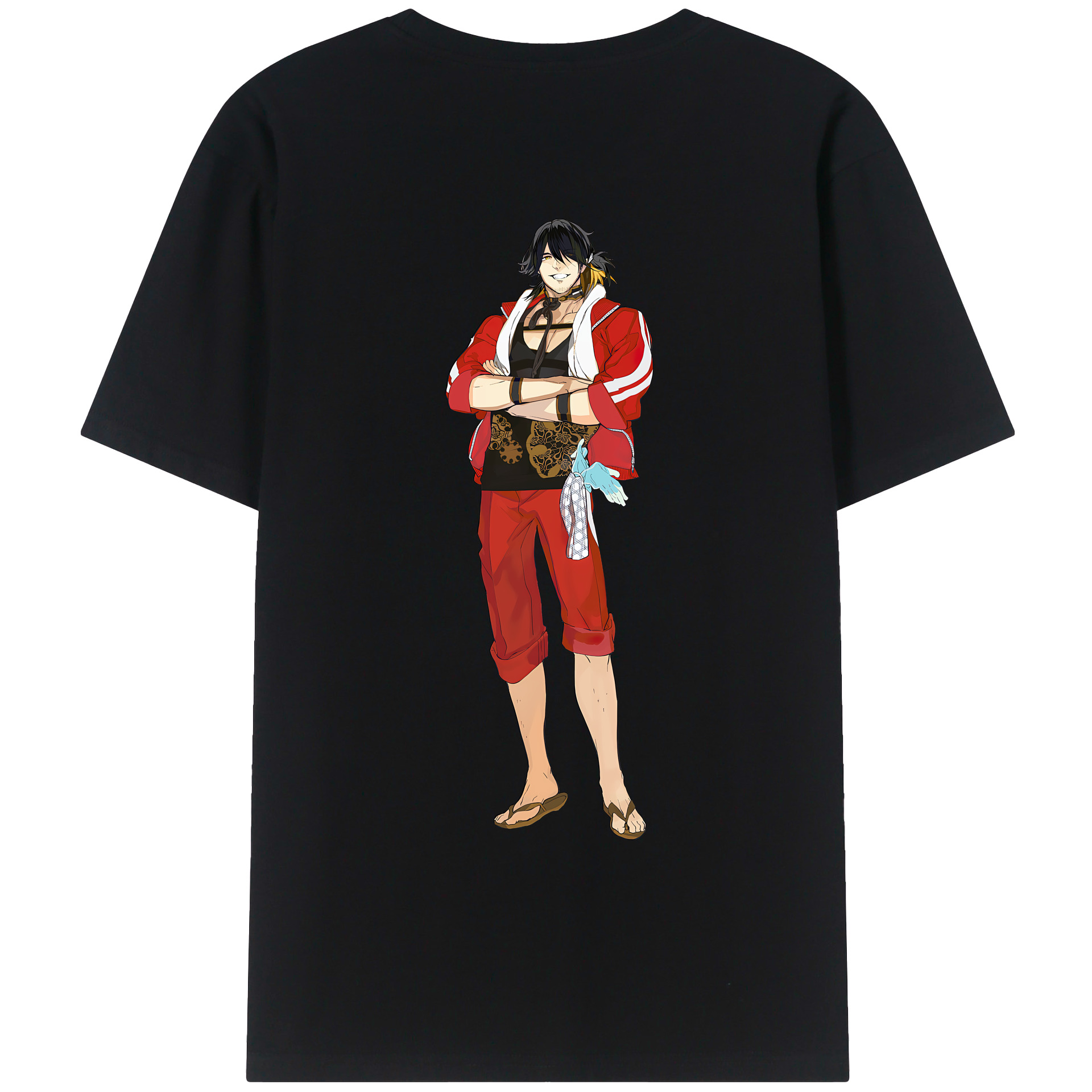 （画像用） 刀剣乱舞 Touken Ranbu 綿100％ メンズ半袖Tシャツ（バックプリント） 通気性