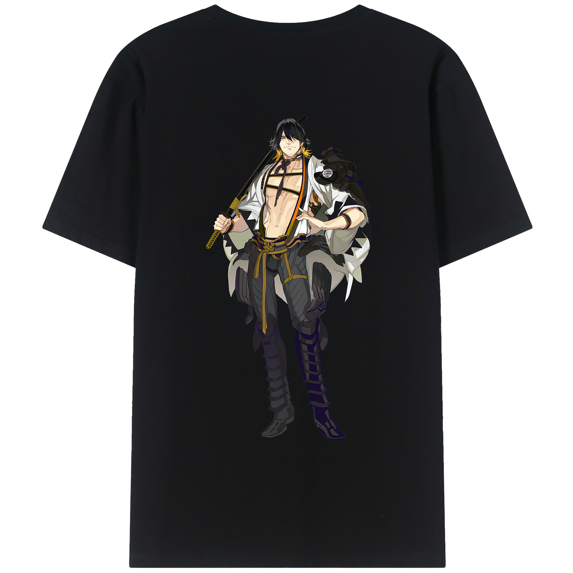 （画像用） 刀剣乱舞 Touken Ranbu 綿100％ メンズ半袖Tシャツ（バックプリント） 通気性
