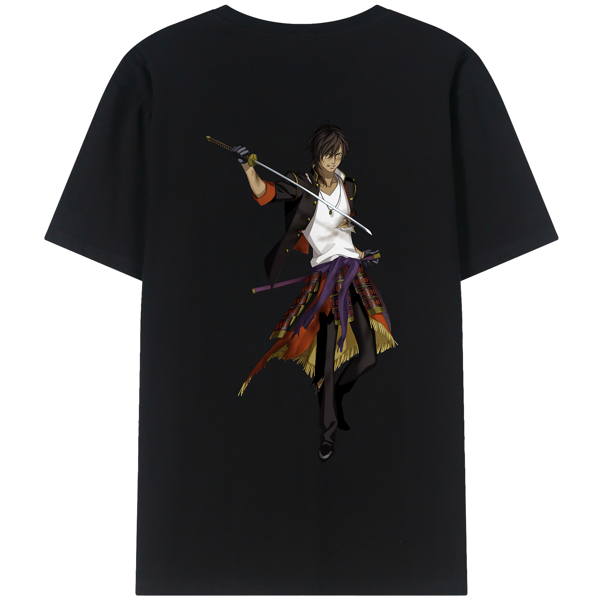 （画像用） 刀剣乱舞 Touken Ranbu 綿100％ メンズ半袖Tシャツ（バックプリント） 通気性