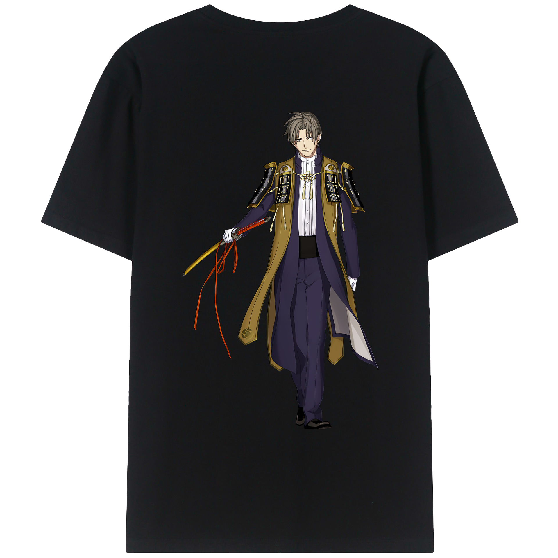 （画像用） 刀剣乱舞 Touken Ranbu 綿100％ メンズ半袖Tシャツ（バックプリント） 通気性