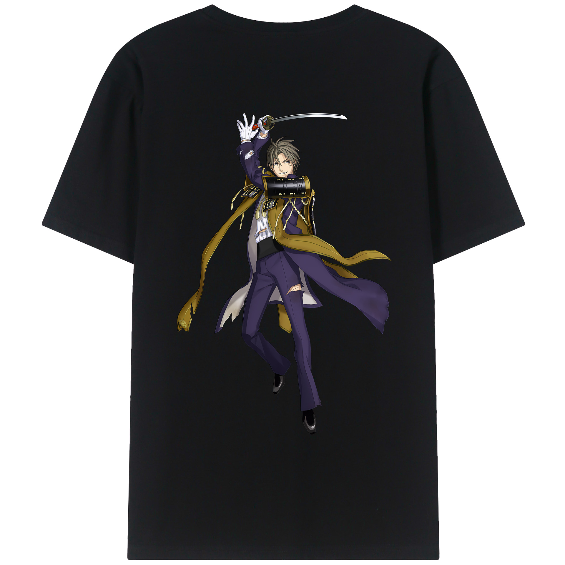 （画像用） 刀剣乱舞 Touken Ranbu 綿100％ メンズ半袖Tシャツ（バックプリント） 通気性