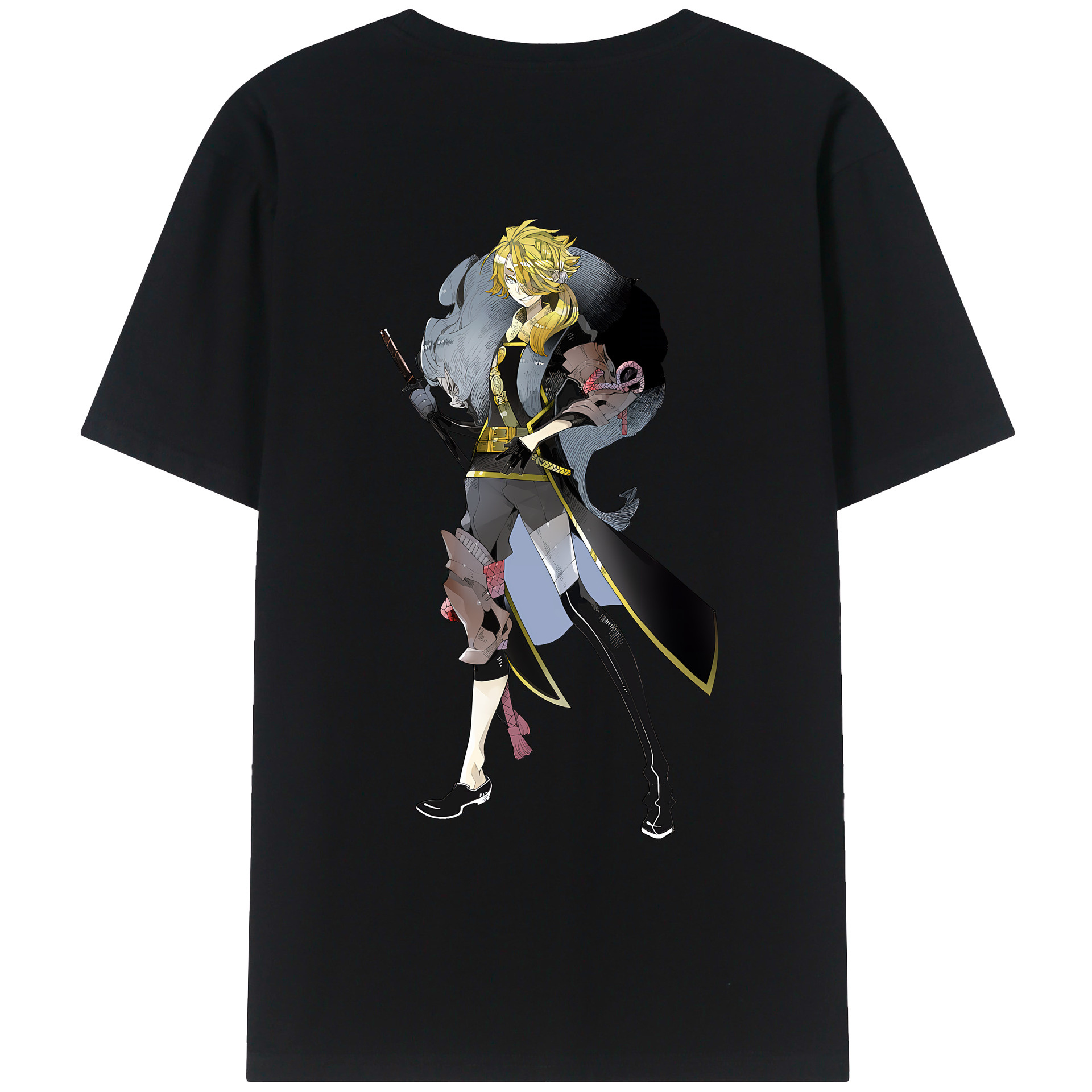 （画像用） 刀剣乱舞 Touken Ranbu 綿100％ メンズ半袖Tシャツ（バックプリント） 通気性