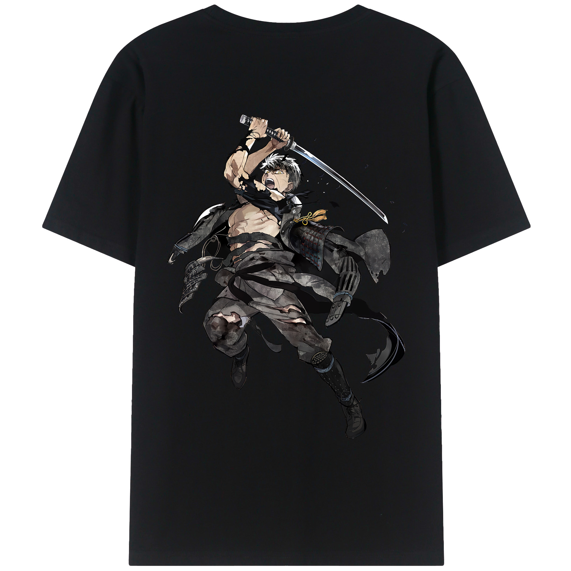 （画像用） 刀剣乱舞 Touken Ranbu 綿100％ メンズ半袖Tシャツ（バックプリント） 通気性