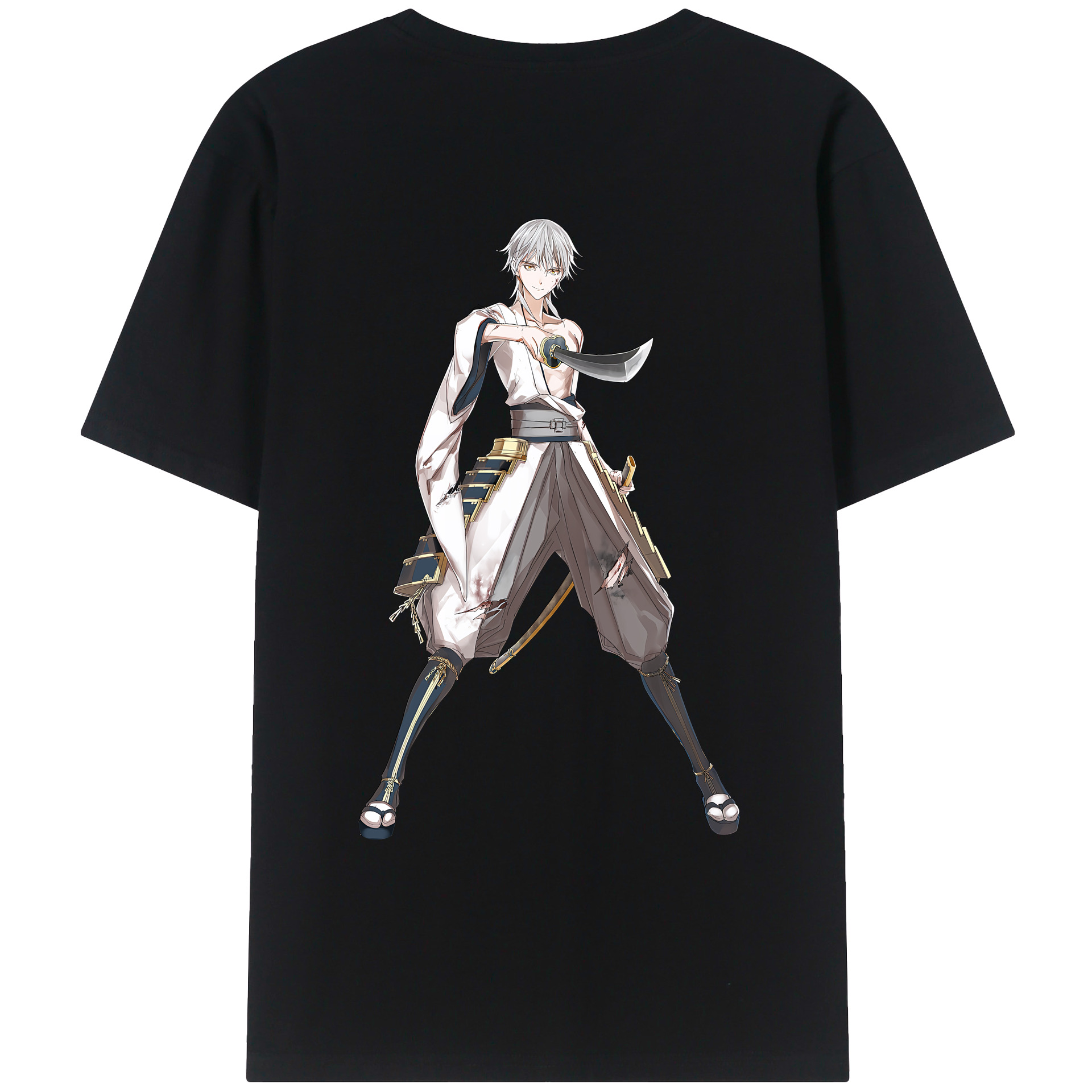 （画像用） 刀剣乱舞 Touken Ranbu 綿100％ メンズ半袖Tシャツ（バックプリント） 通気性