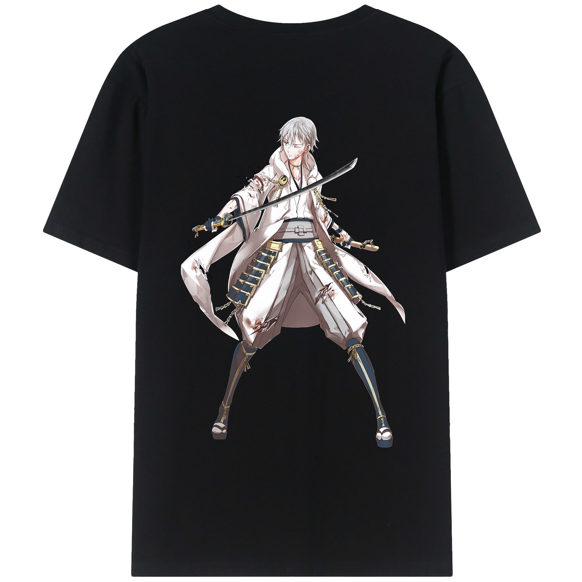 （画像用） 刀剣乱舞 Touken Ranbu 綿100％ メンズ半袖Tシャツ（バックプリント） 通気性