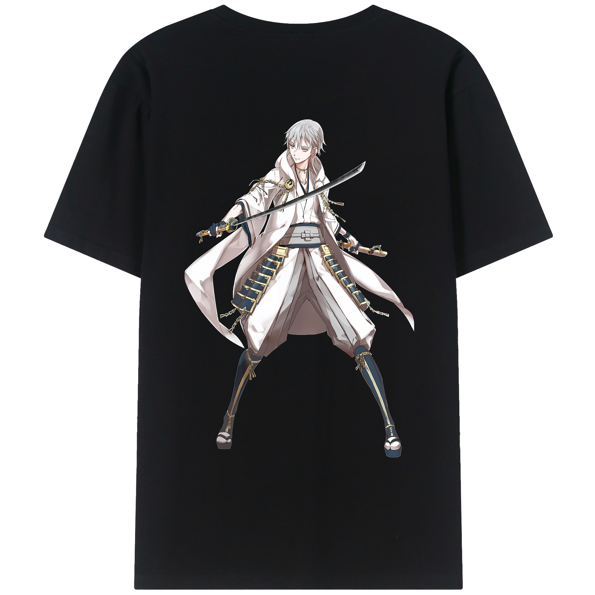 （画像用） 刀剣乱舞 Touken Ranbu 綿100％ メンズ半袖Tシャツ（バックプリント） 通気性