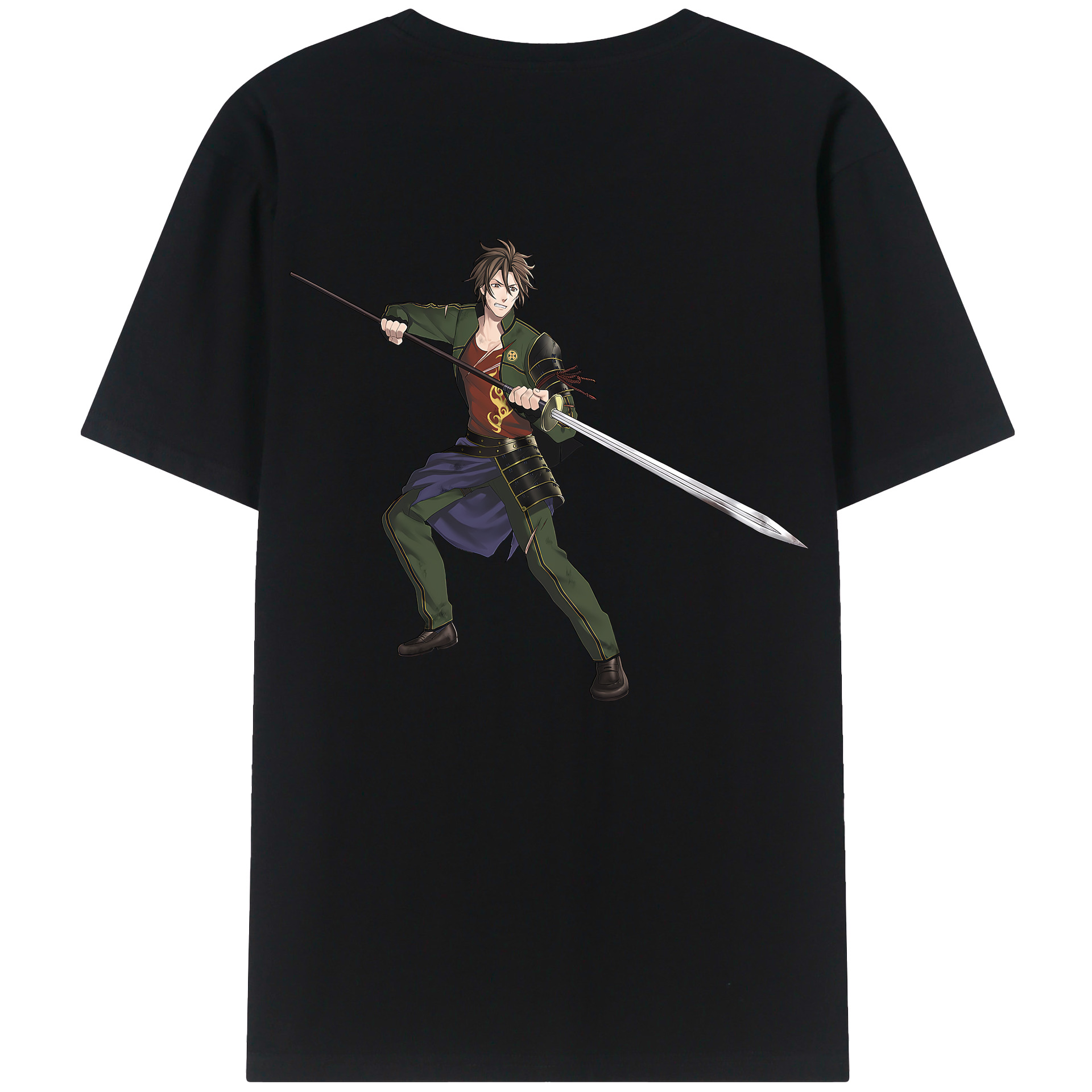 （画像用） 刀剣乱舞 Touken Ranbu 綿100％ メンズ半袖Tシャツ（バックプリント） 通気性