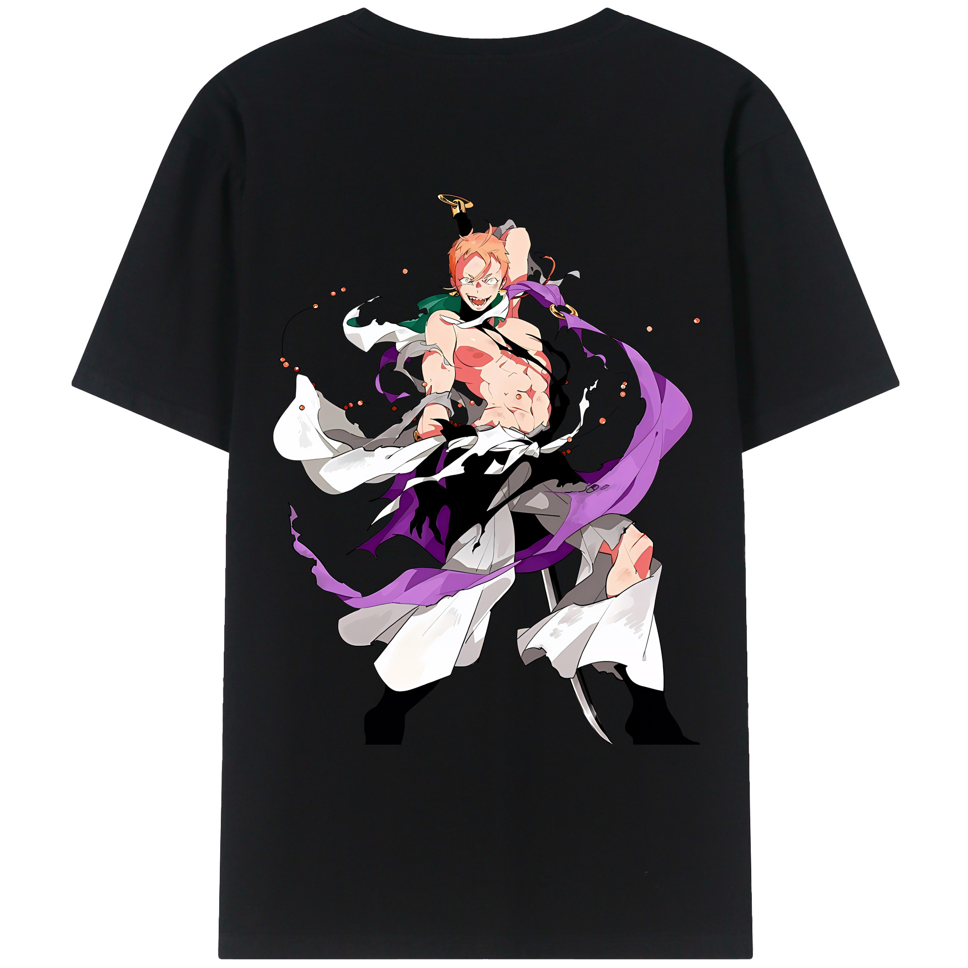（画像用） 刀剣乱舞 Touken Ranbu 綿100％ メンズ半袖Tシャツ（バックプリント） 通気性