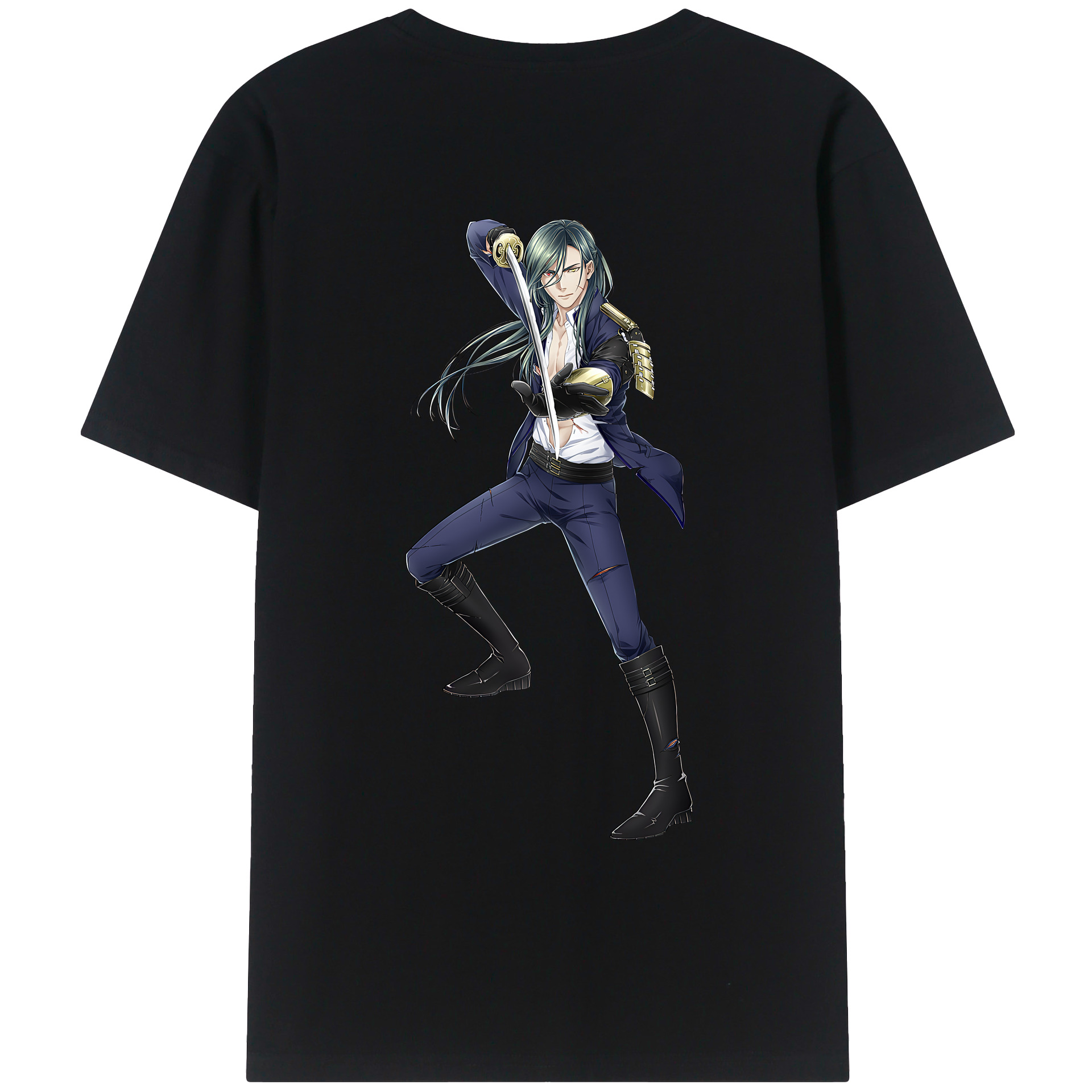 （画像用） 刀剣乱舞 Touken Ranbu 綿100％ メンズ半袖Tシャツ（バックプリント） 通気性