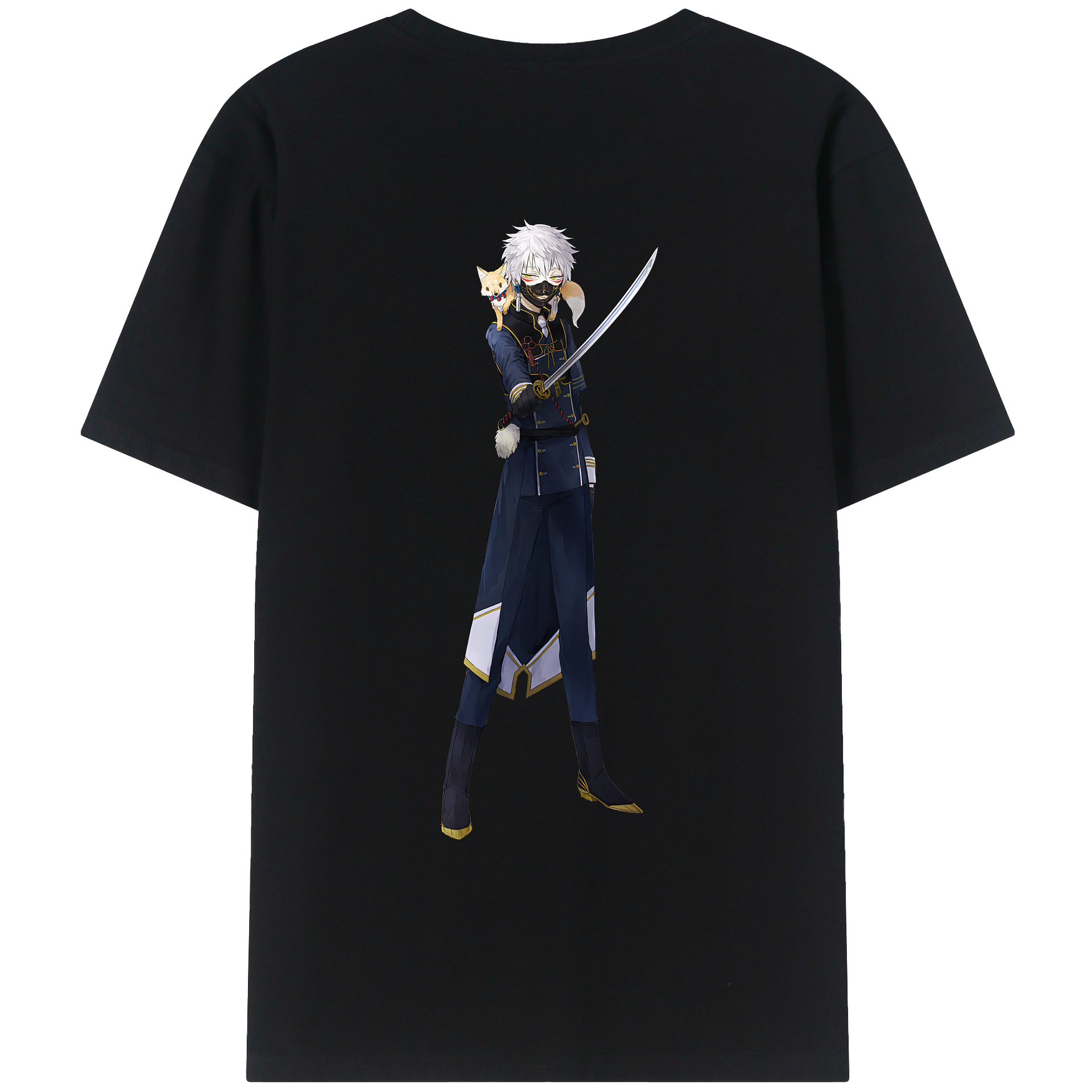 （画像用） 刀剣乱舞 Touken Ranbu 綿100％ メンズ半袖Tシャツ（バックプリント） 通気性