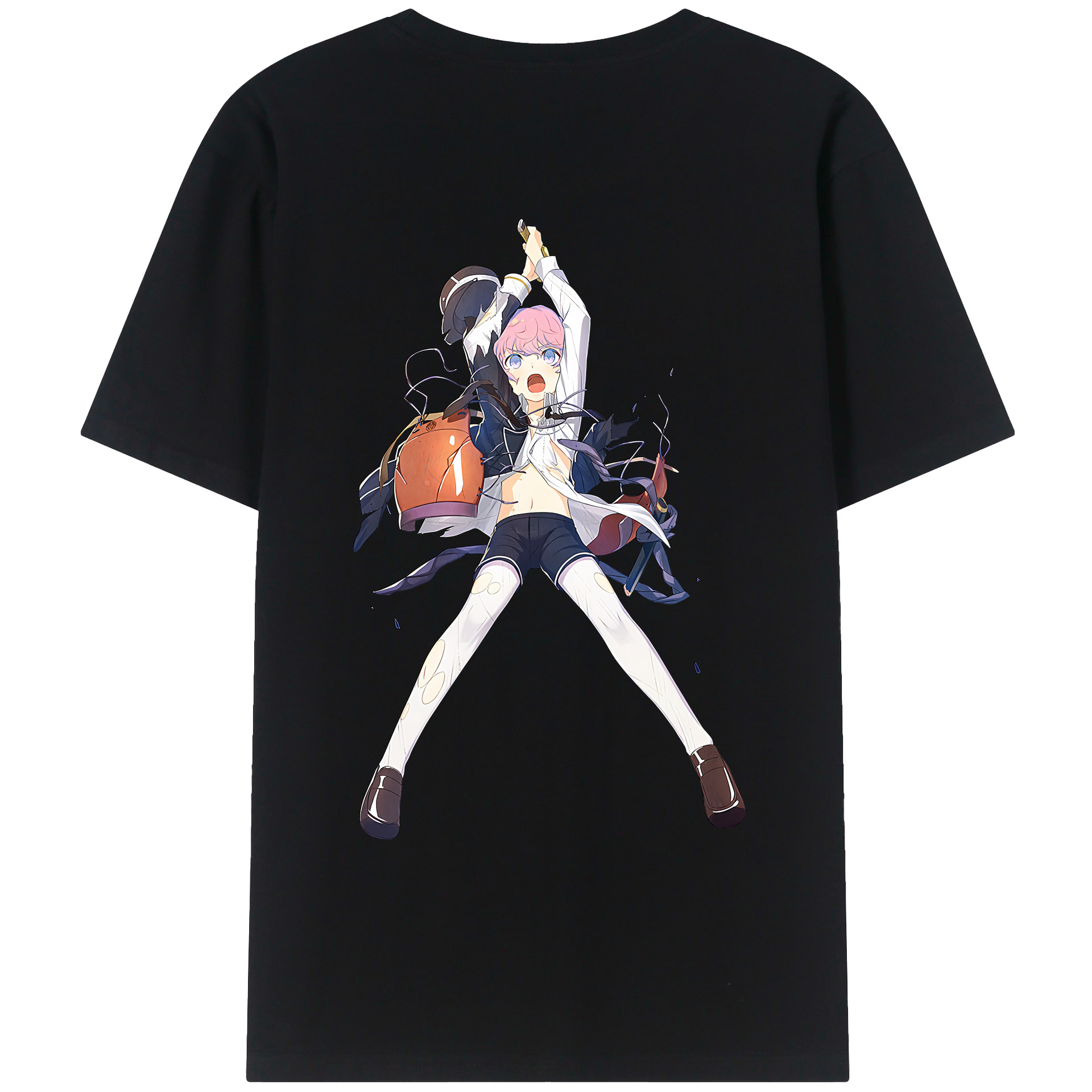 （画像用） 刀剣乱舞 Touken Ranbu 綿100％ メンズ半袖Tシャツ（バックプリント） 通気性
