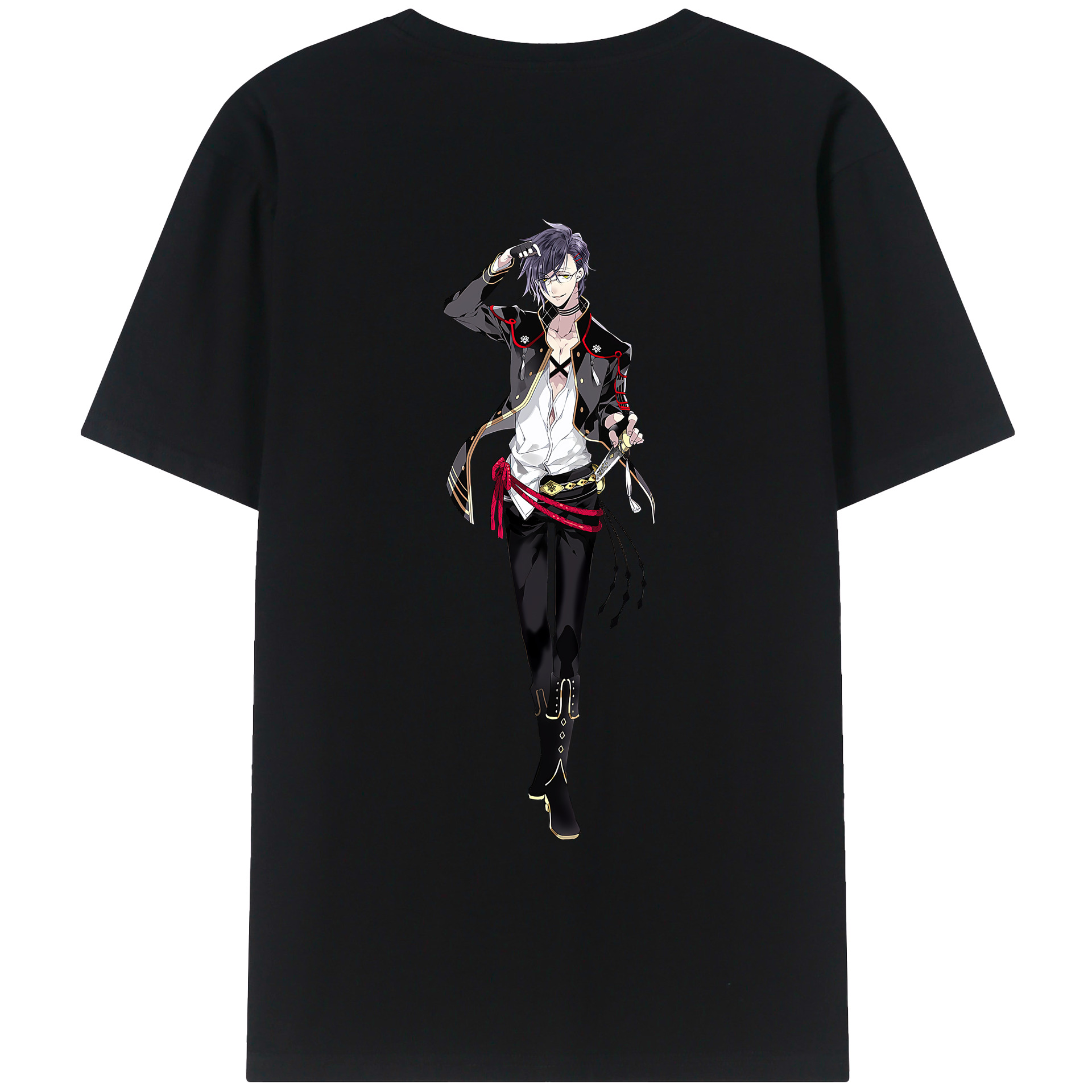 （画像用） 刀剣乱舞 Touken Ranbu 綿100％ メンズ半袖Tシャツ（バックプリント） 通気性