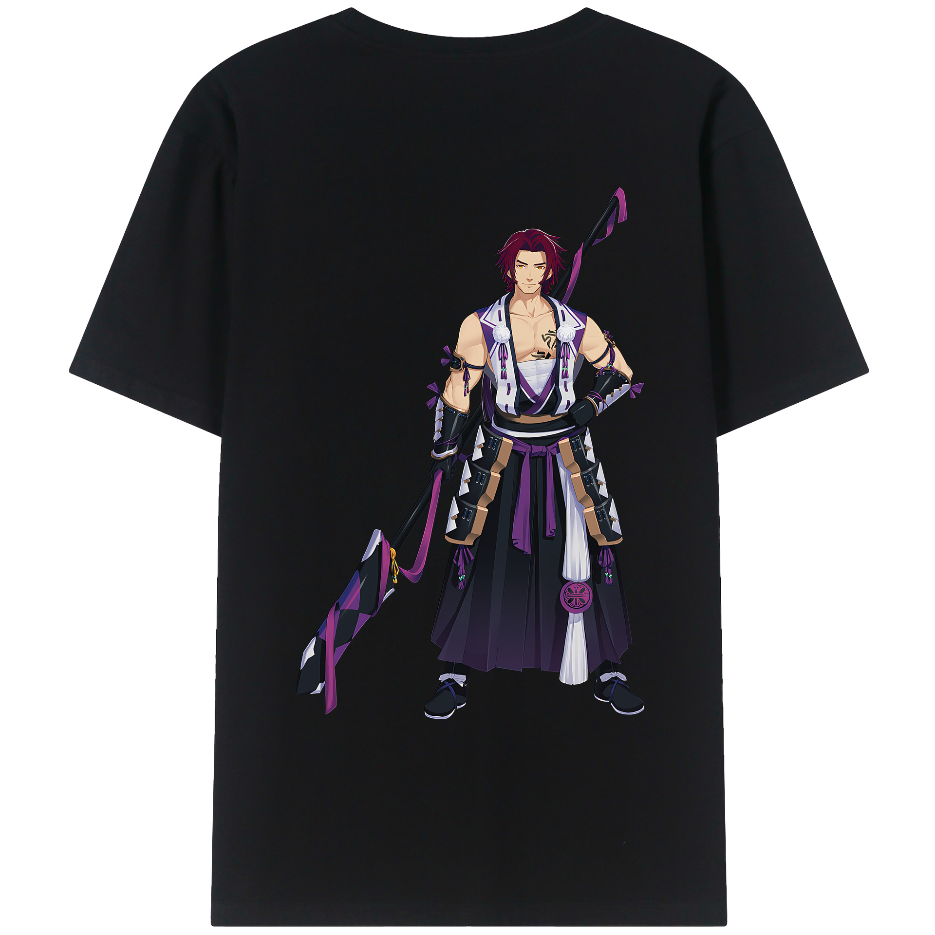 （画像用） 刀剣乱舞 Touken Ranbu 綿100％ メンズ半袖Tシャツ（バックプリント） 通気性