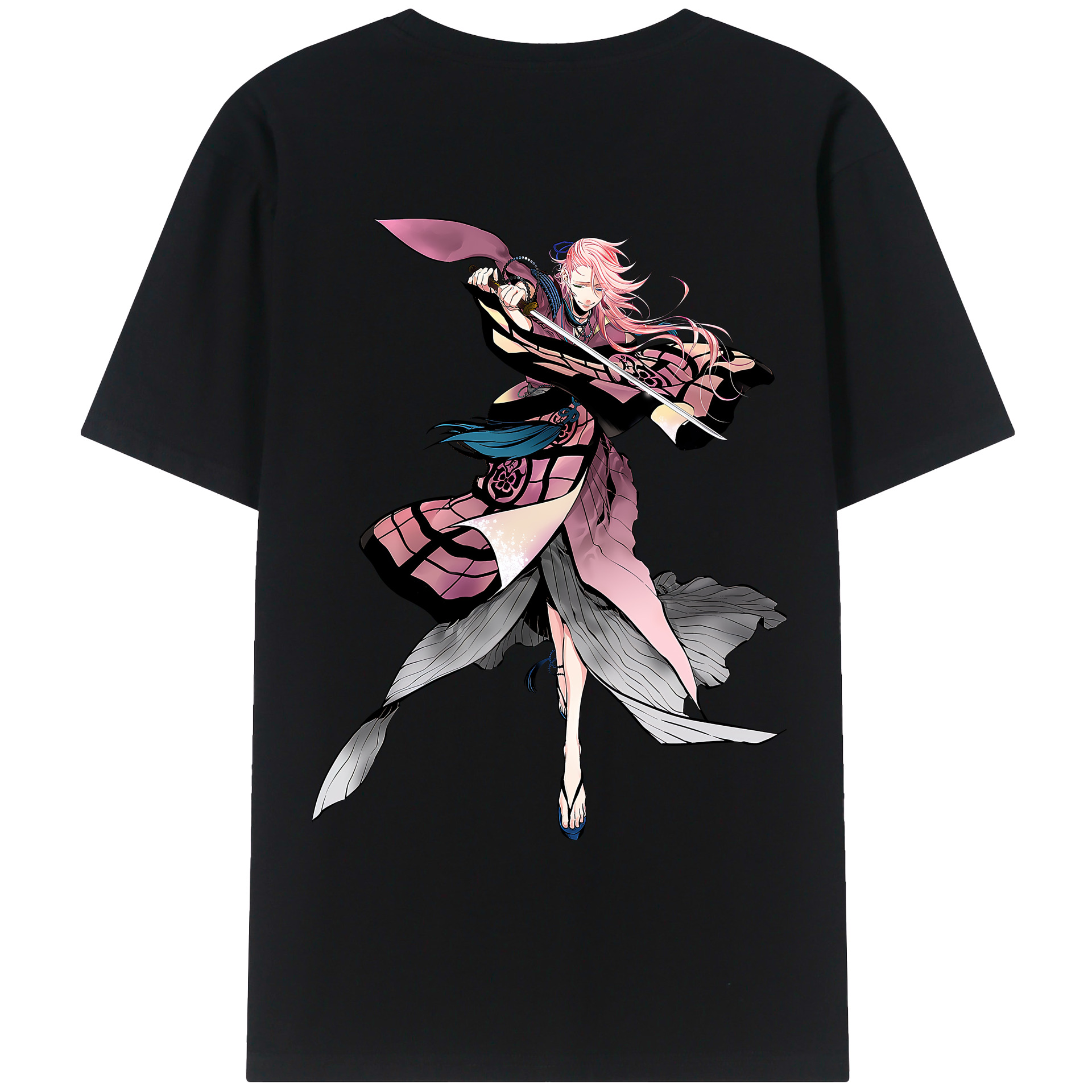 （画像用） 刀剣乱舞 Touken Ranbu 綿100％ メンズ半袖Tシャツ（バックプリント） 通気性