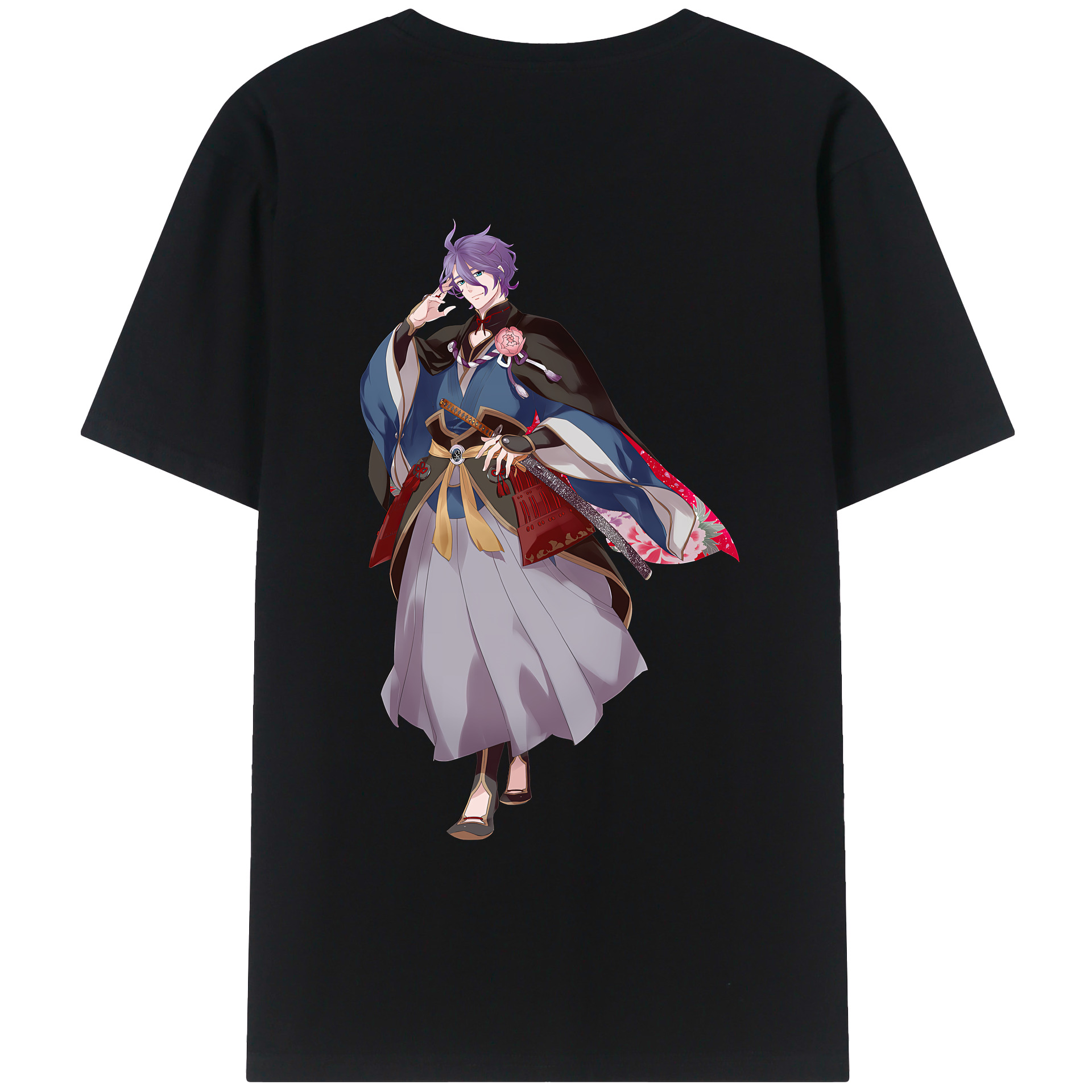 （画像用） 刀剣乱舞 Touken Ranbu 綿100％ メンズ半袖Tシャツ（バックプリント） 通気性