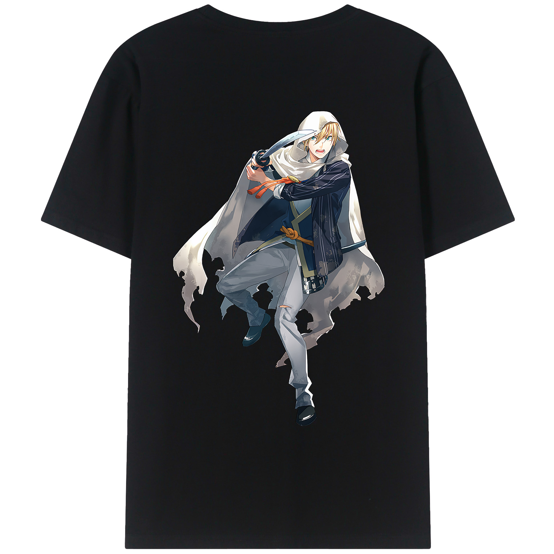 （画像用） 刀剣乱舞 Touken Ranbu 綿100％ メンズ半袖Tシャツ（バックプリント） 通気性