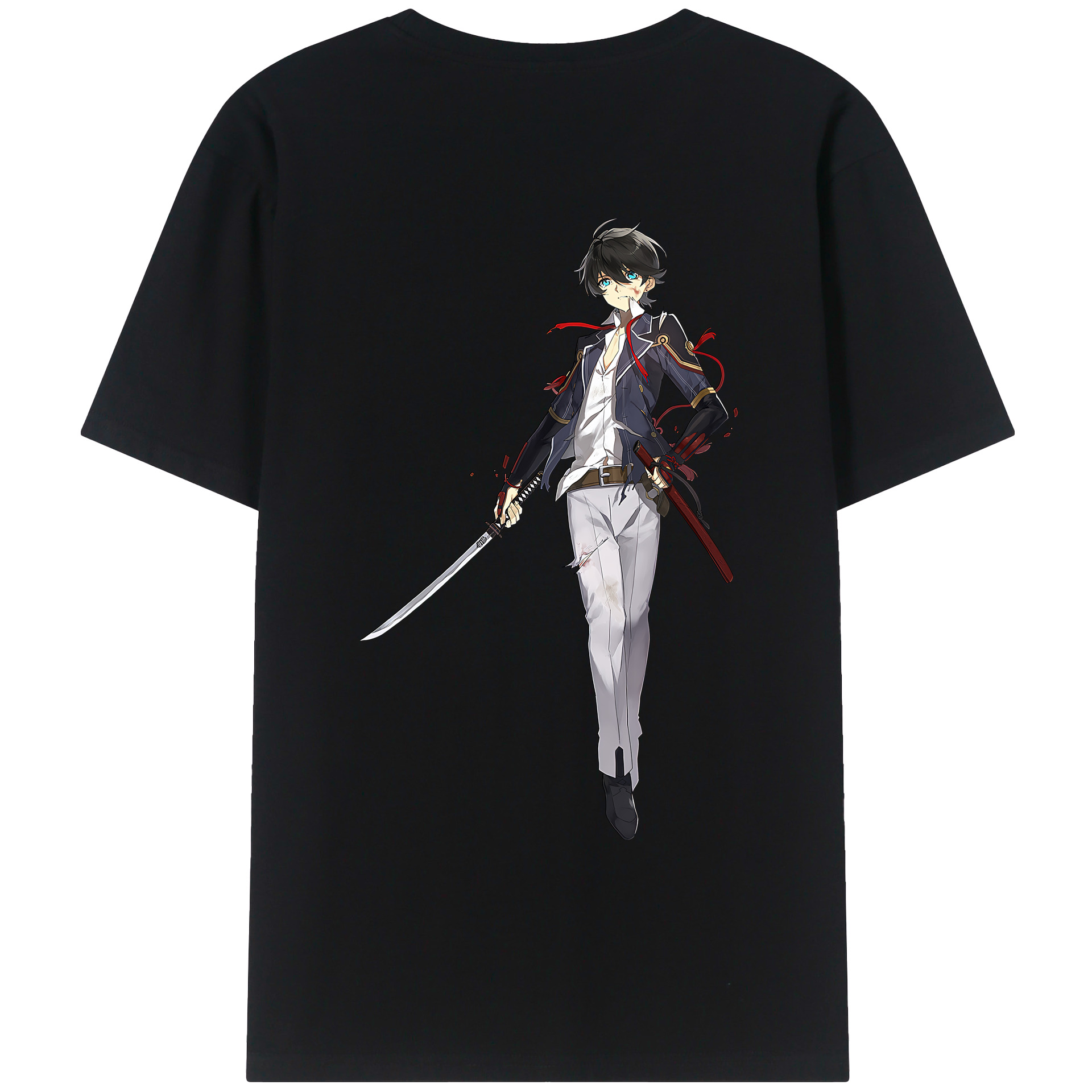 （画像用） 刀剣乱舞 Touken Ranbu 綿100％ メンズ半袖Tシャツ（バックプリント） 通気性