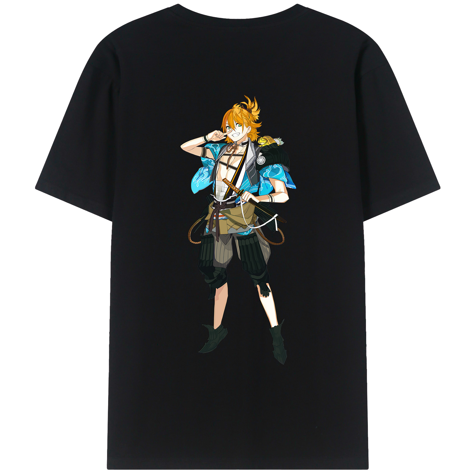 （画像用） 刀剣乱舞 Touken Ranbu 綿100％ メンズ半袖Tシャツ（バックプリント） 通気性