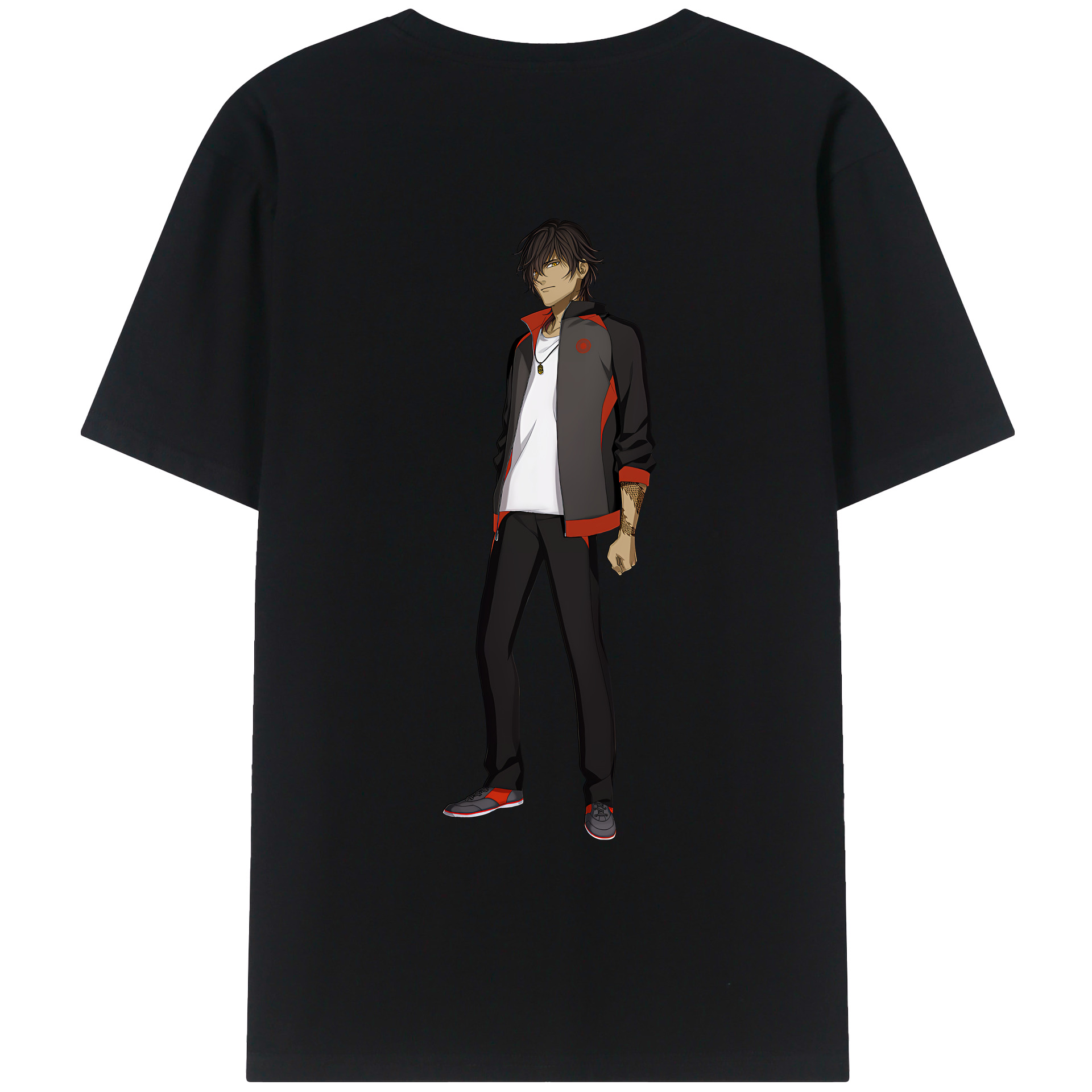 （画像用） 刀剣乱舞 Touken Ranbu 綿100％ メンズ半袖Tシャツ（バックプリント） 通気性