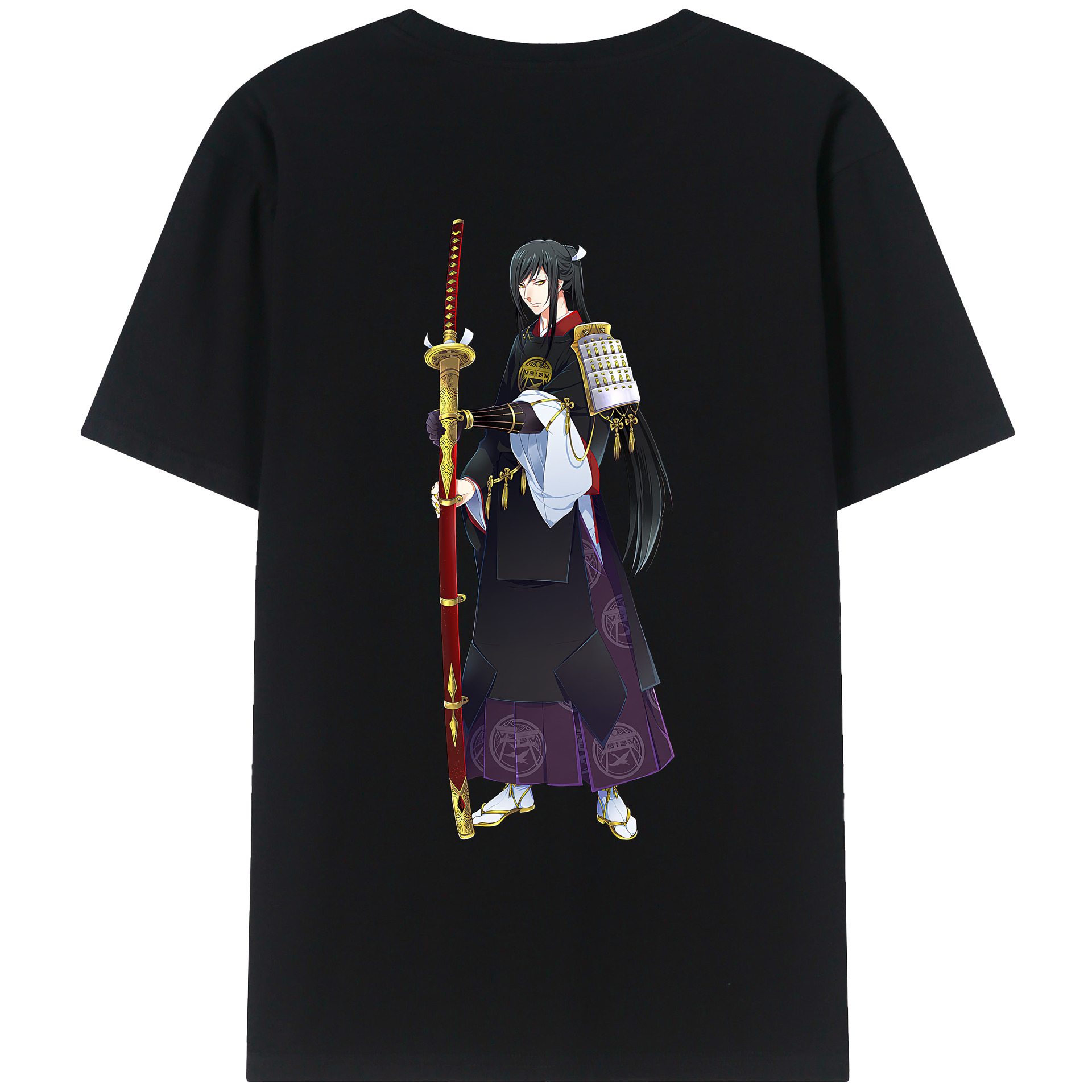 （画像用） 刀剣乱舞 Touken Ranbu 綿100％ メンズ半袖Tシャツ（バックプリント） 通気性