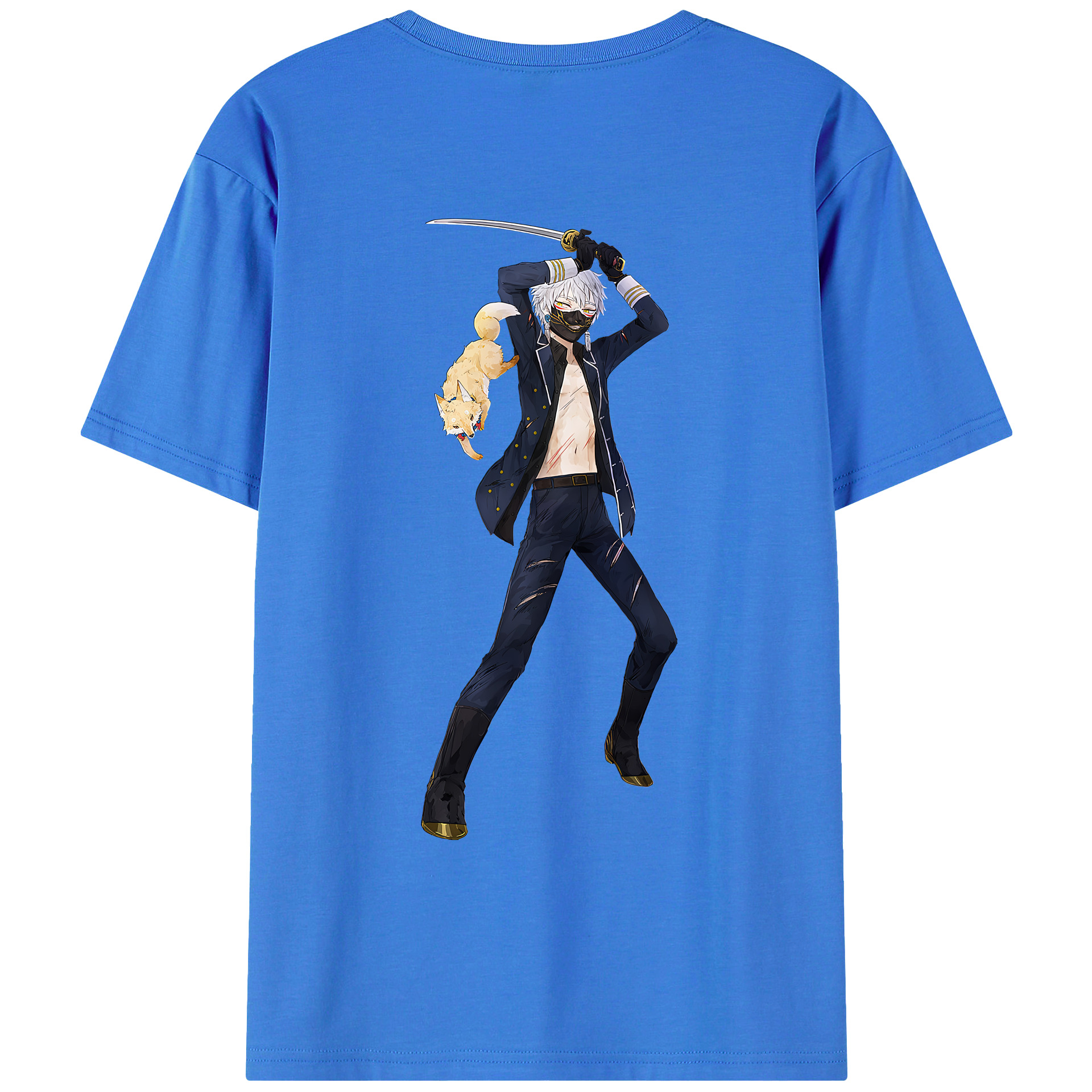 （画像用） 刀剣乱舞 Touken Ranbu 綿100％ メンズ半袖Tシャツ（バックプリント） 通気性