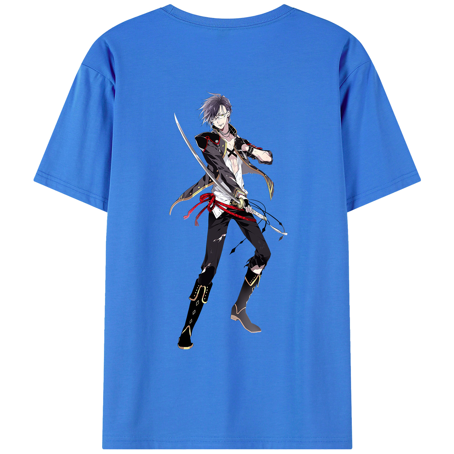 （画像用） 刀剣乱舞 Touken Ranbu 綿100％ メンズ半袖Tシャツ（バックプリント） 通気性