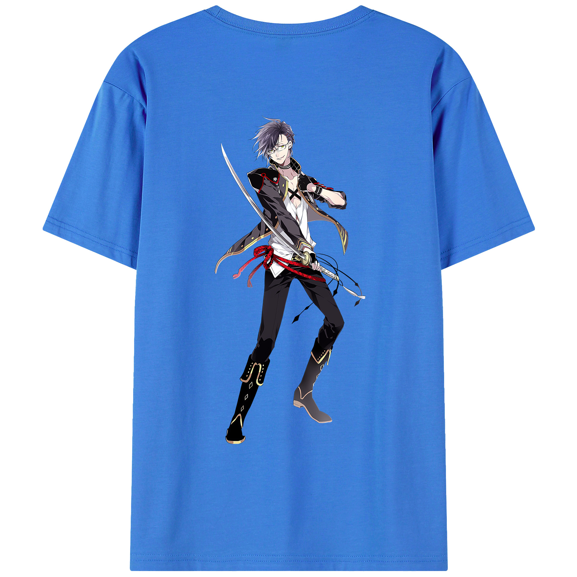 （画像用） 刀剣乱舞 Touken Ranbu 綿100％ メンズ半袖Tシャツ（バックプリント） 通気性