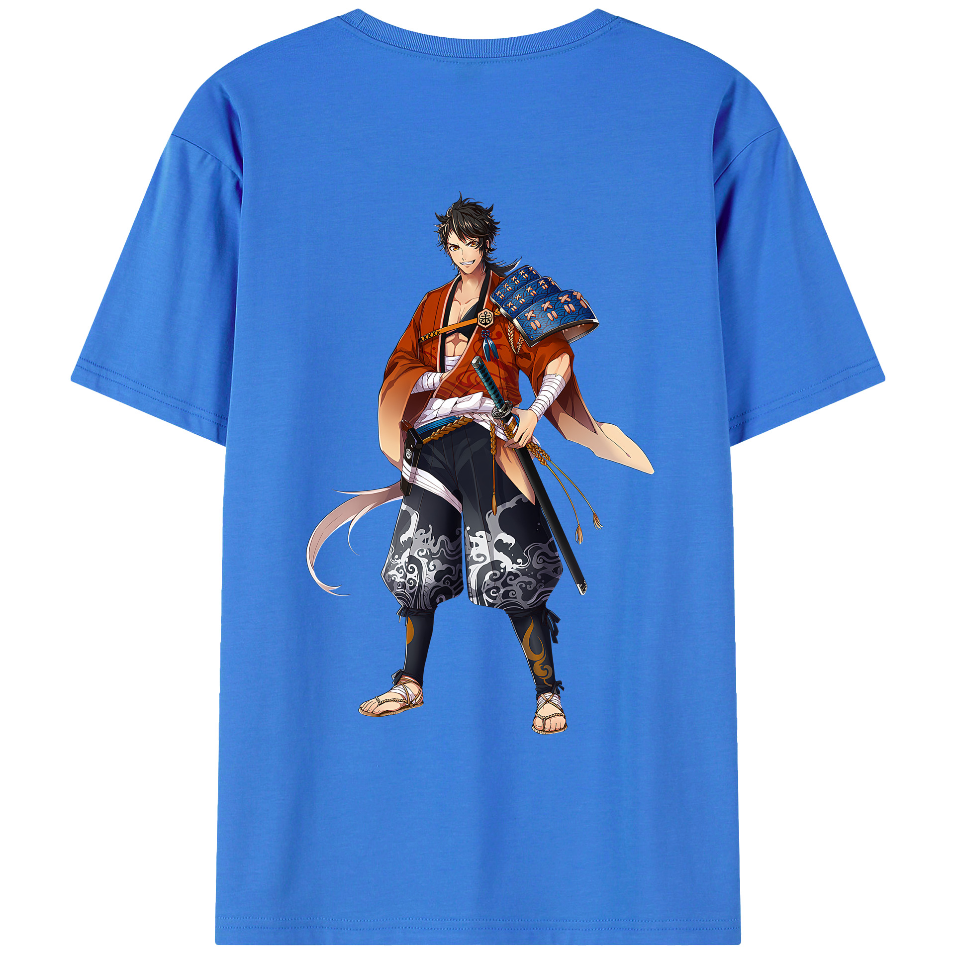 （画像用） 刀剣乱舞 Touken Ranbu 綿100％ メンズ半袖Tシャツ（バックプリント） 通気性