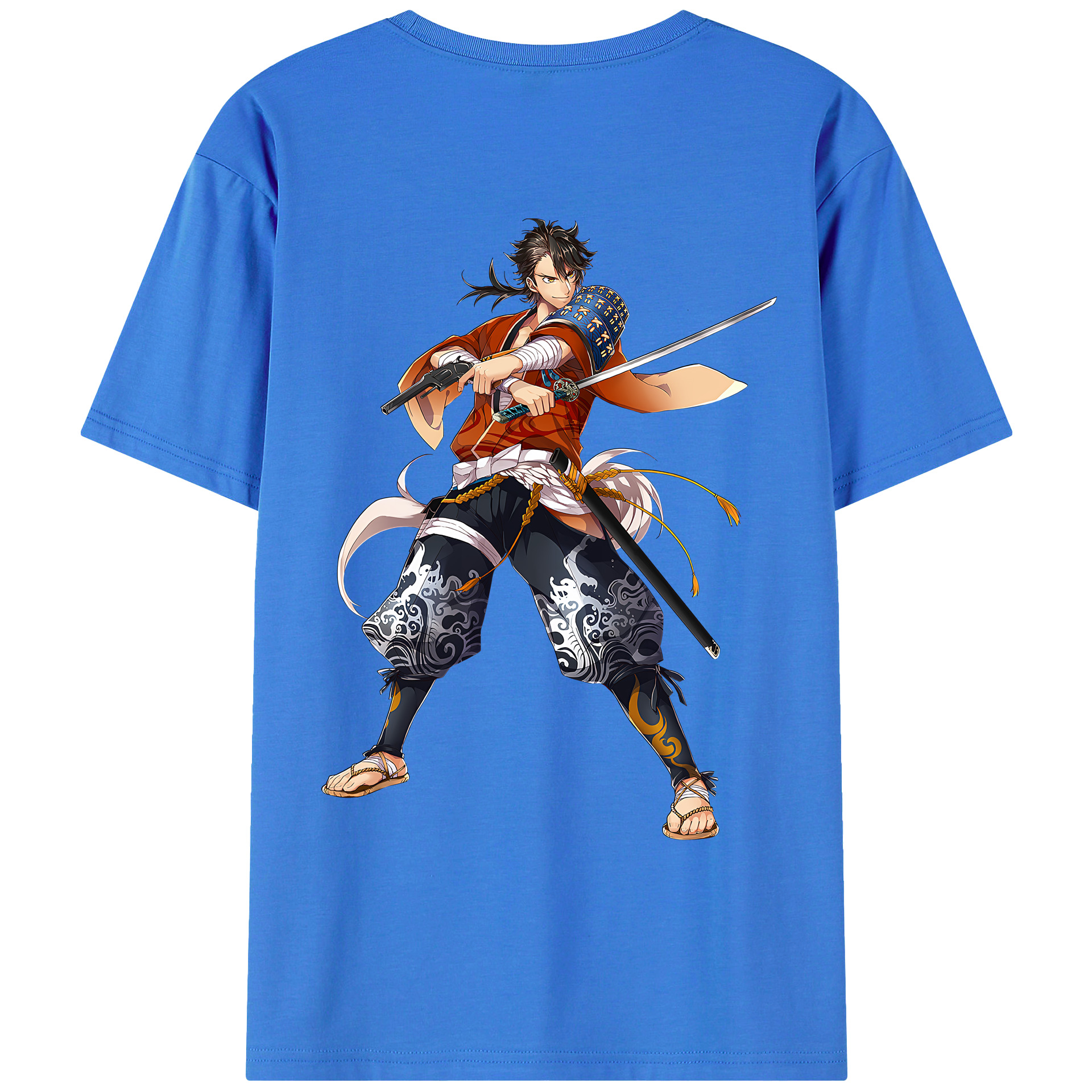（画像用） 刀剣乱舞 Touken Ranbu 綿100％ メンズ半袖Tシャツ（バックプリント） 通気性